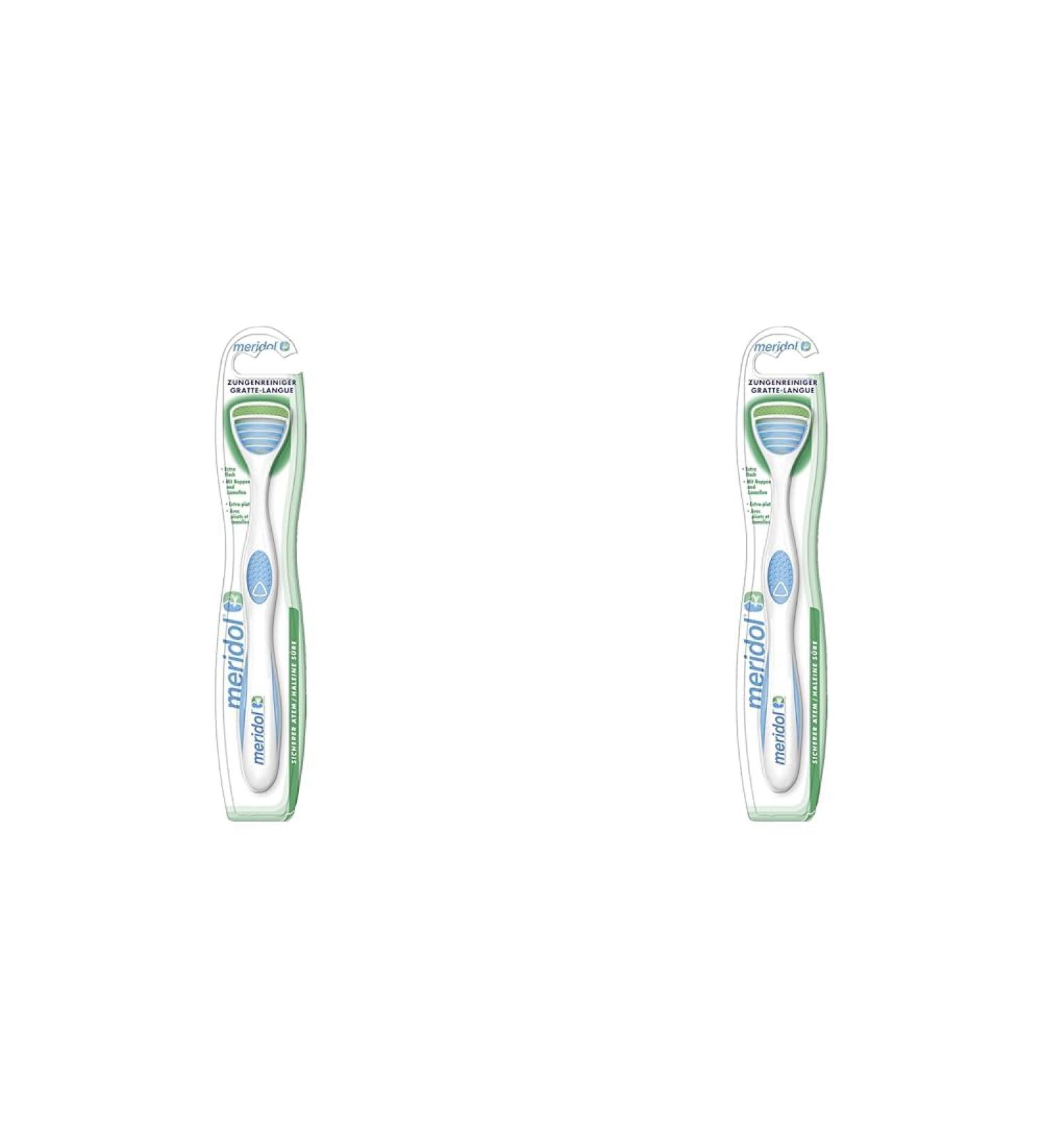 Meridol Tongue Cleaner - Effective Bacterial Removal & Fresh Breath | 1 Piece (2 Pack) - Gentle Tongue Cleaning Tool for Safe Oral Care - Buy Online on GoSupps.com