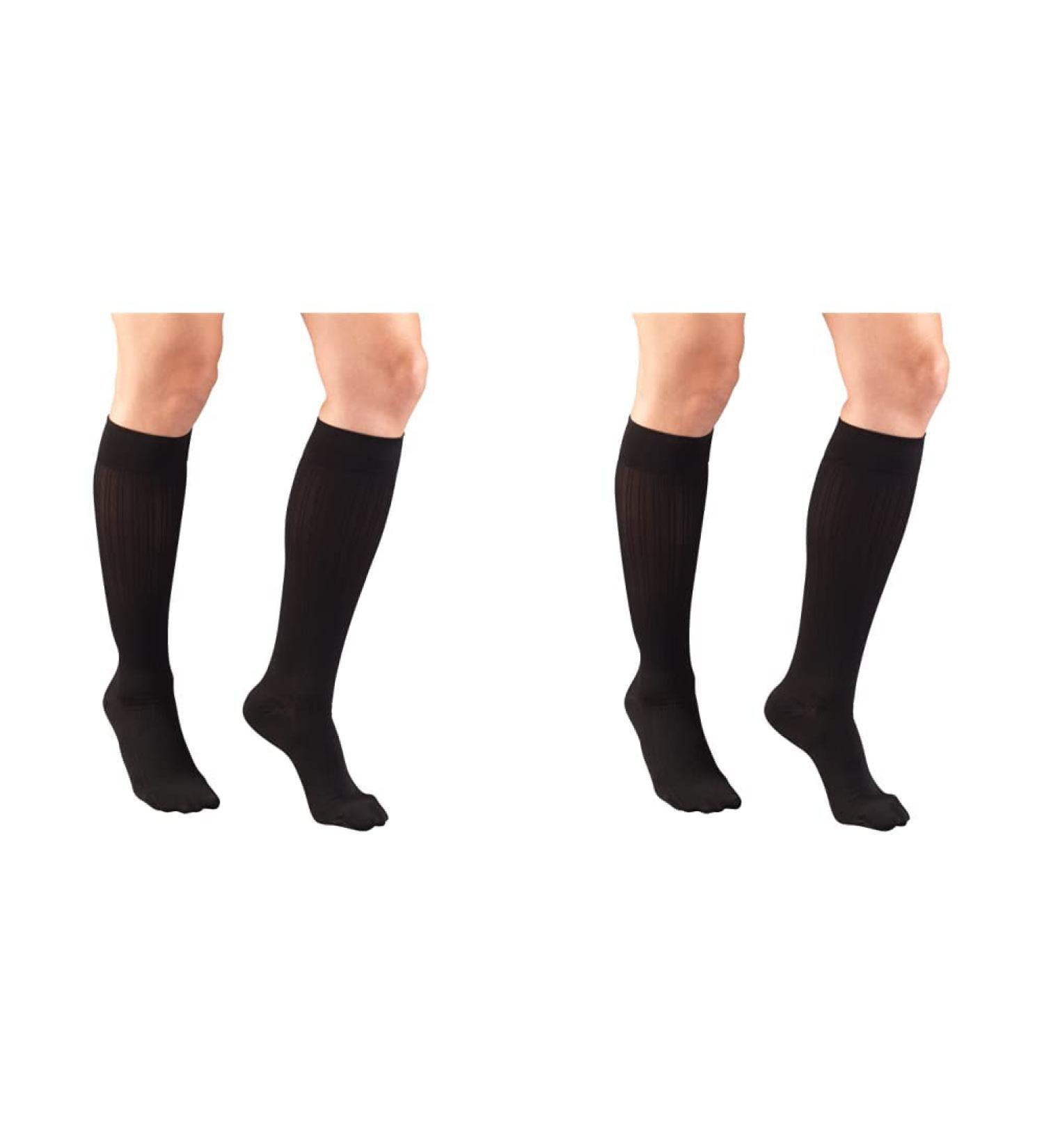 Truform Women's Compression Socks 15-20 mmHg - Black Rib Knit X-Large (2 Pack) - Buy Online on GoSupps.com