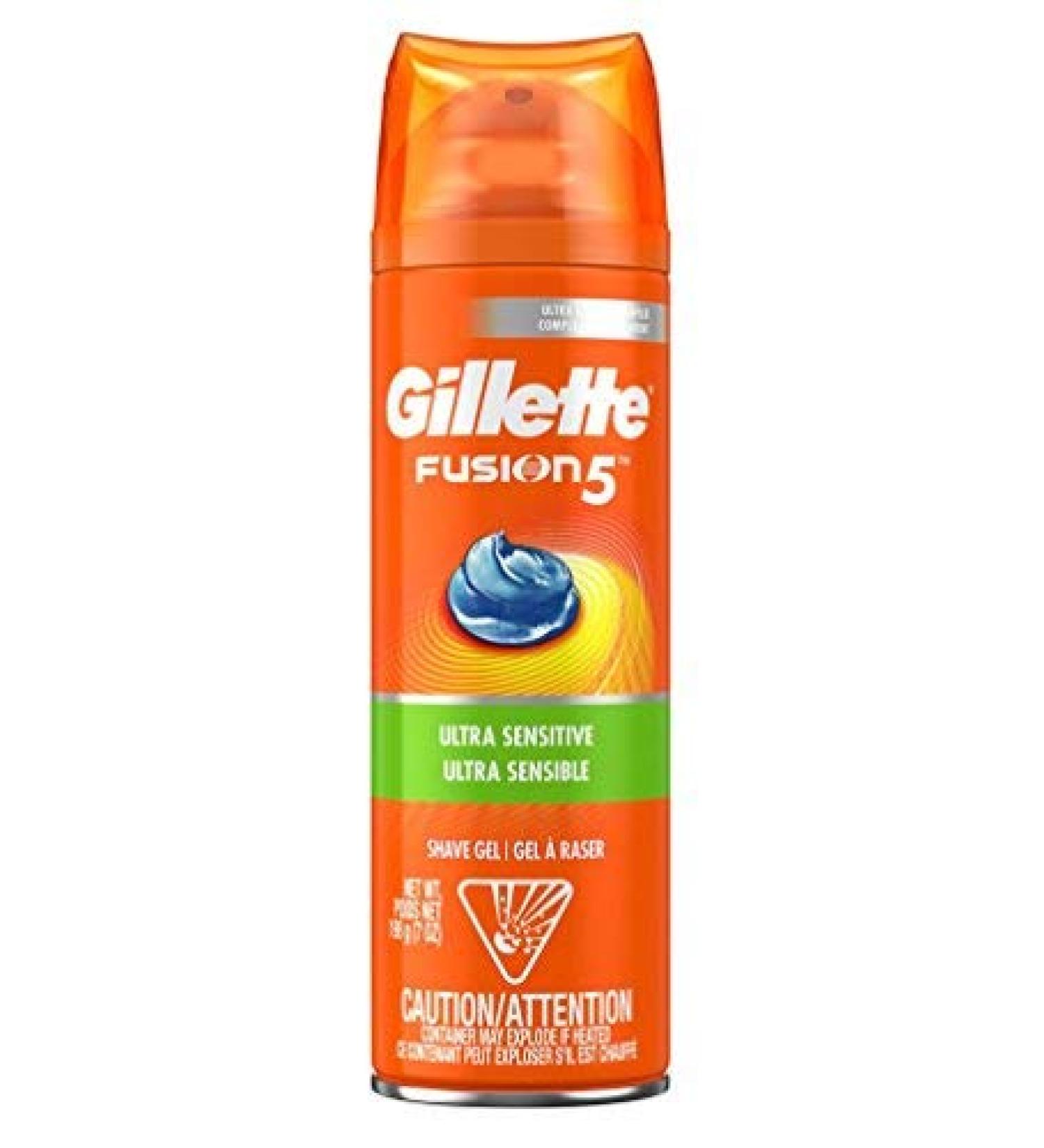 Gillette Fusion Shave Gel Ultra Sensitive 7 Ounce (207ml) (3 Pack)