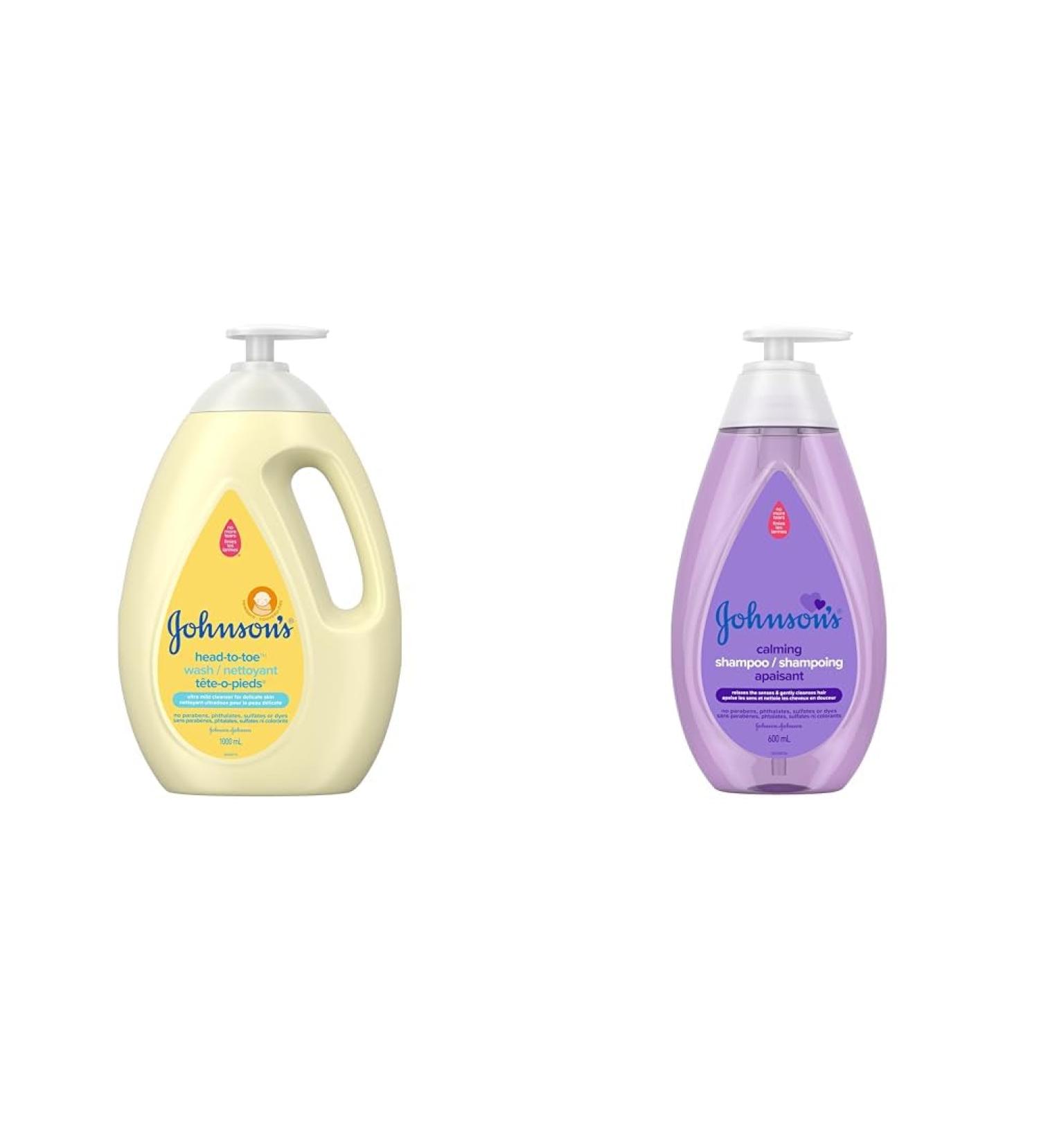 Johnson's Baby Wash and Shampoo for Baths Head-to-Toe Tear Free 1000 ml white & Johnson s Baby Shampoo Calming Shampoo Paraben Free 600mL 1 l (Pack of 1) Wash + Baby Shampoo 600mL - Buy Online on GoSupps.com