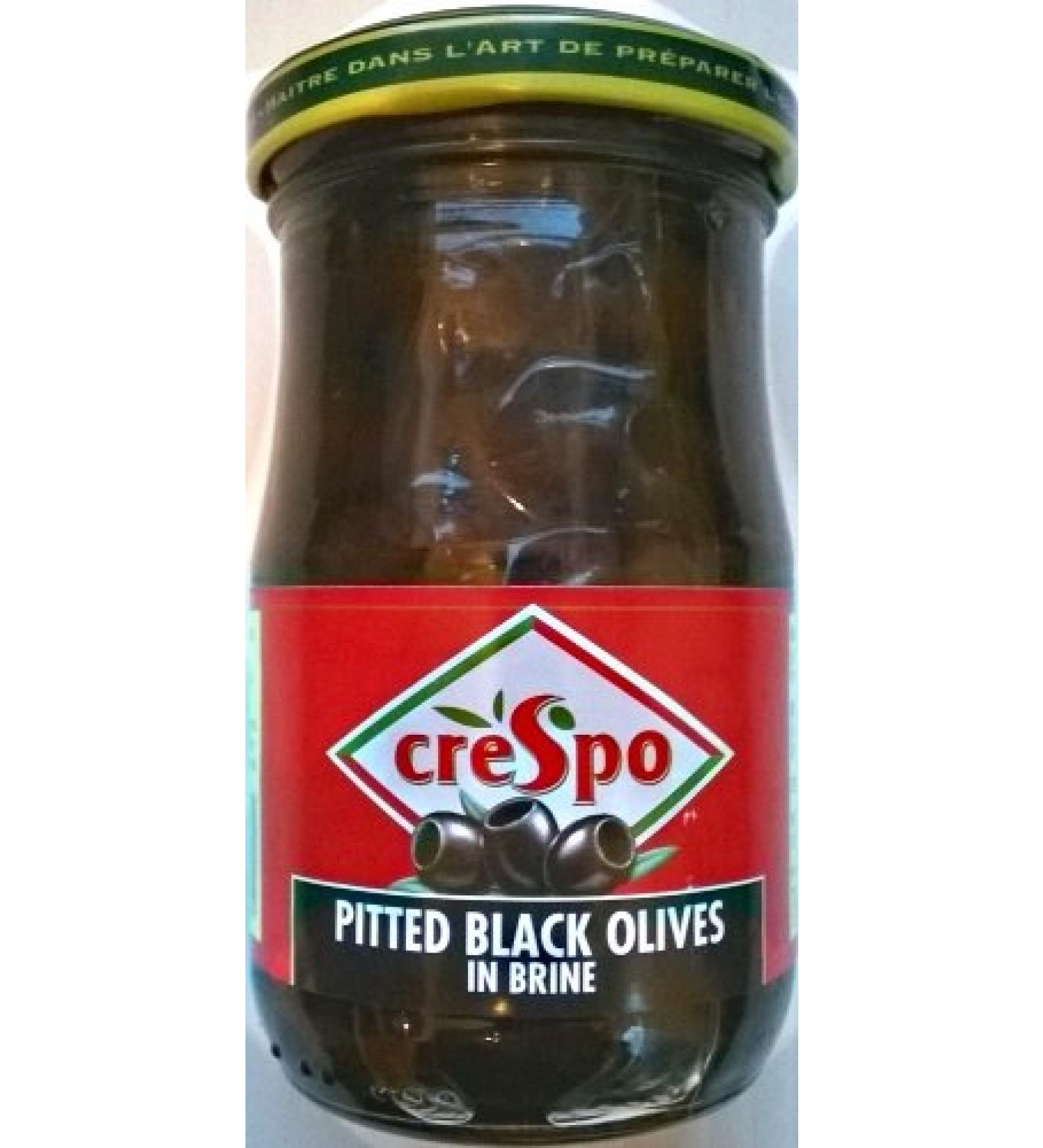 Crespo Pitted Black Olives in Brine - 6 x 198gm