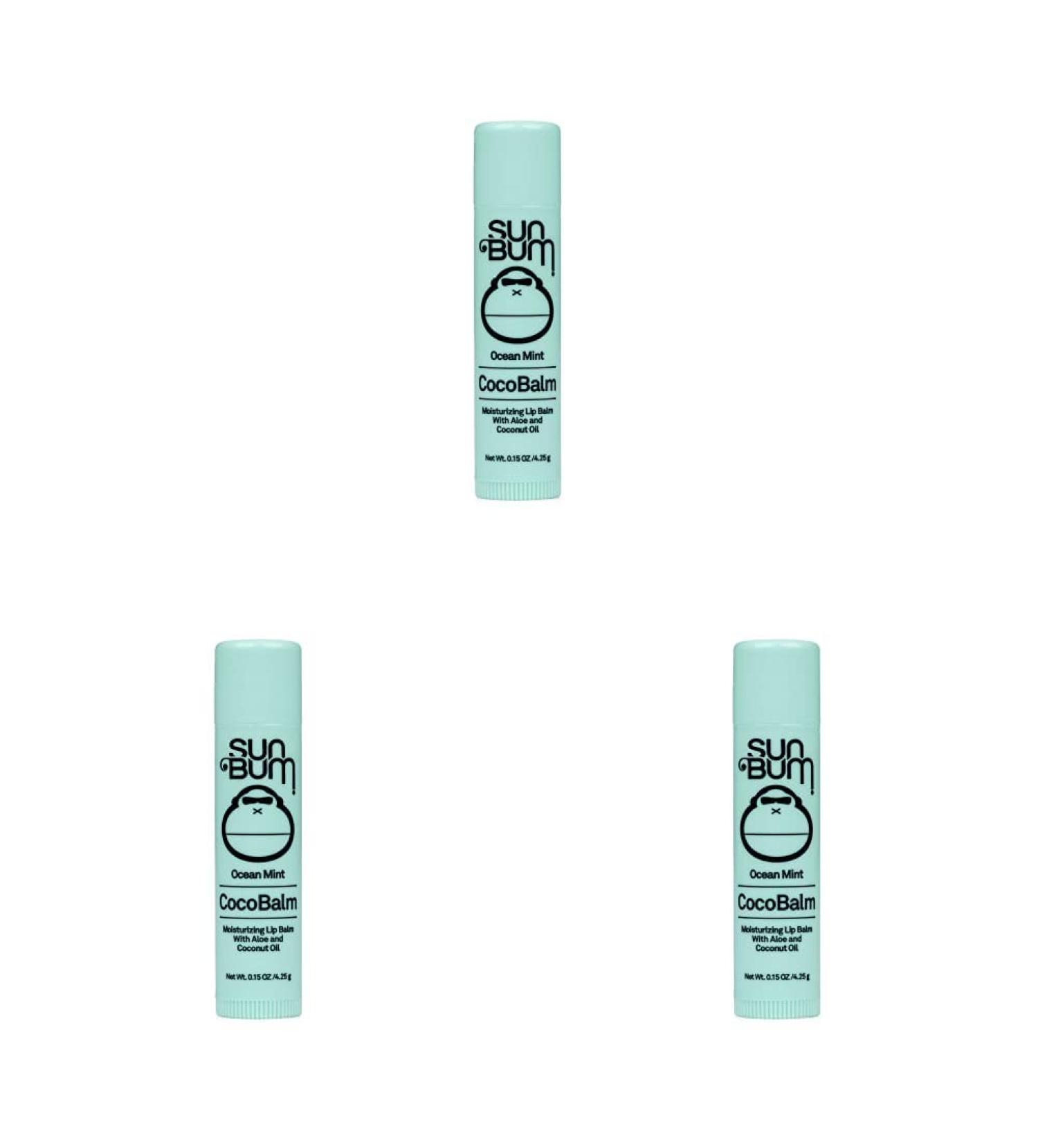 Sun Bum Ocean Mint Cocobalm | Hydrating Lip Balm with Aloe | Paraben Free Silicone Free | 0.15oz Stick (Pack of 3)
