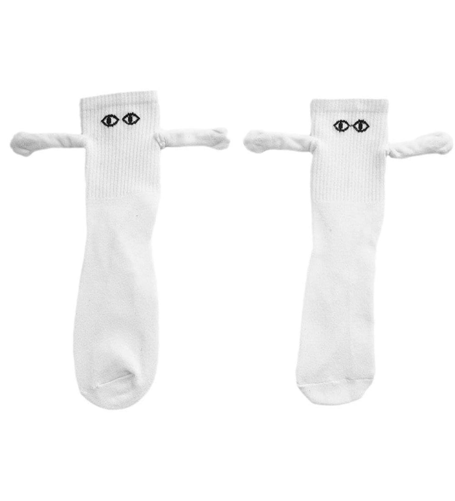 Cute Magnetic Suction 3D Doll Couple Socks - Novelty Gift for Couples | White - Buy Online on GoSupps.com
