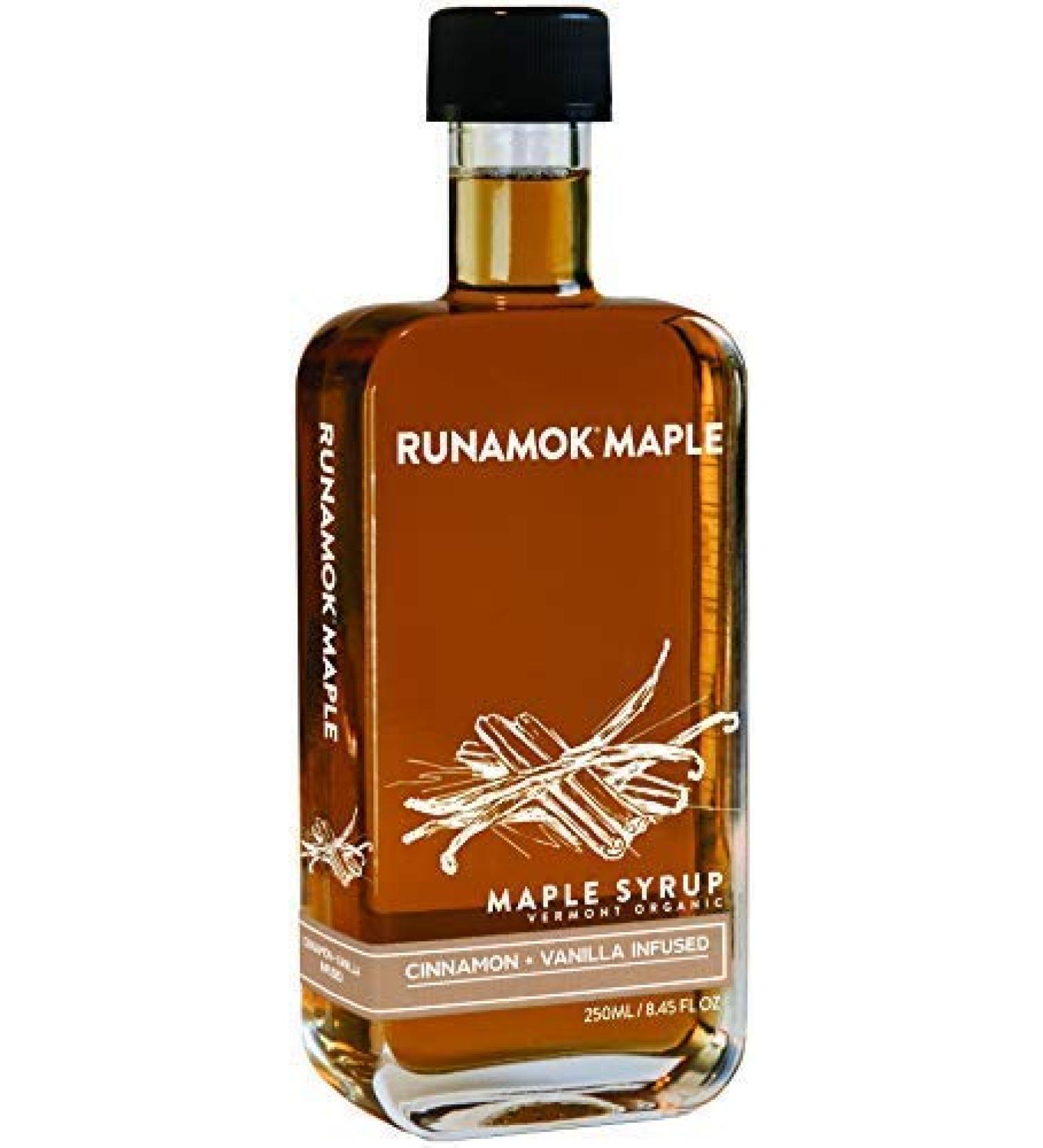 Runamok Maple Cinnamon + Vanilla Infused Organic Vermont Maple Syrup 8.45oz - Perfect for Maple Coffee - Buy Online on GoSupps.com
