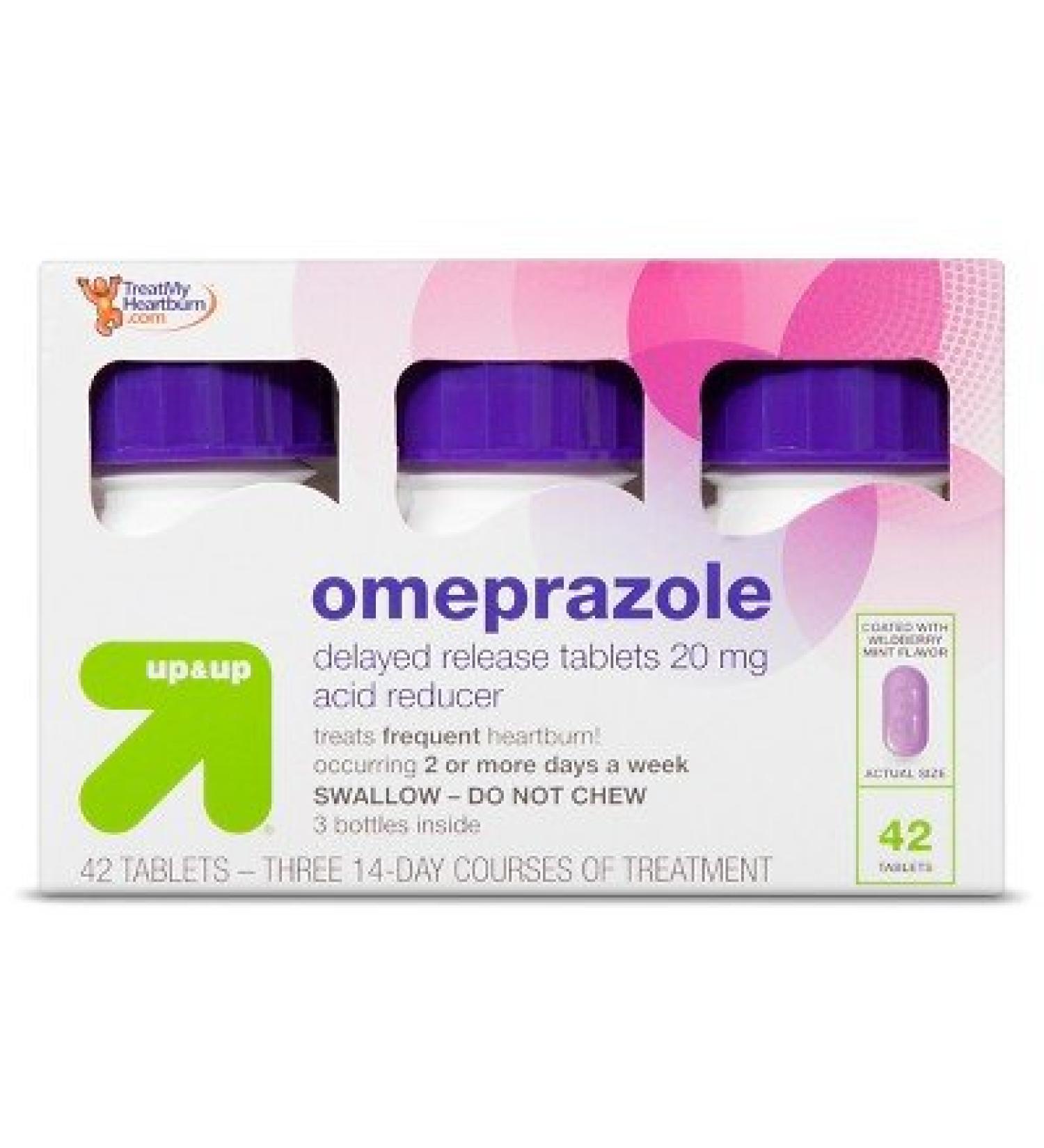 Omeprazole 20 mg Acid Reducer Delayed Release Tablets - Wildberry Mint Flavor - 42 ct - up & up