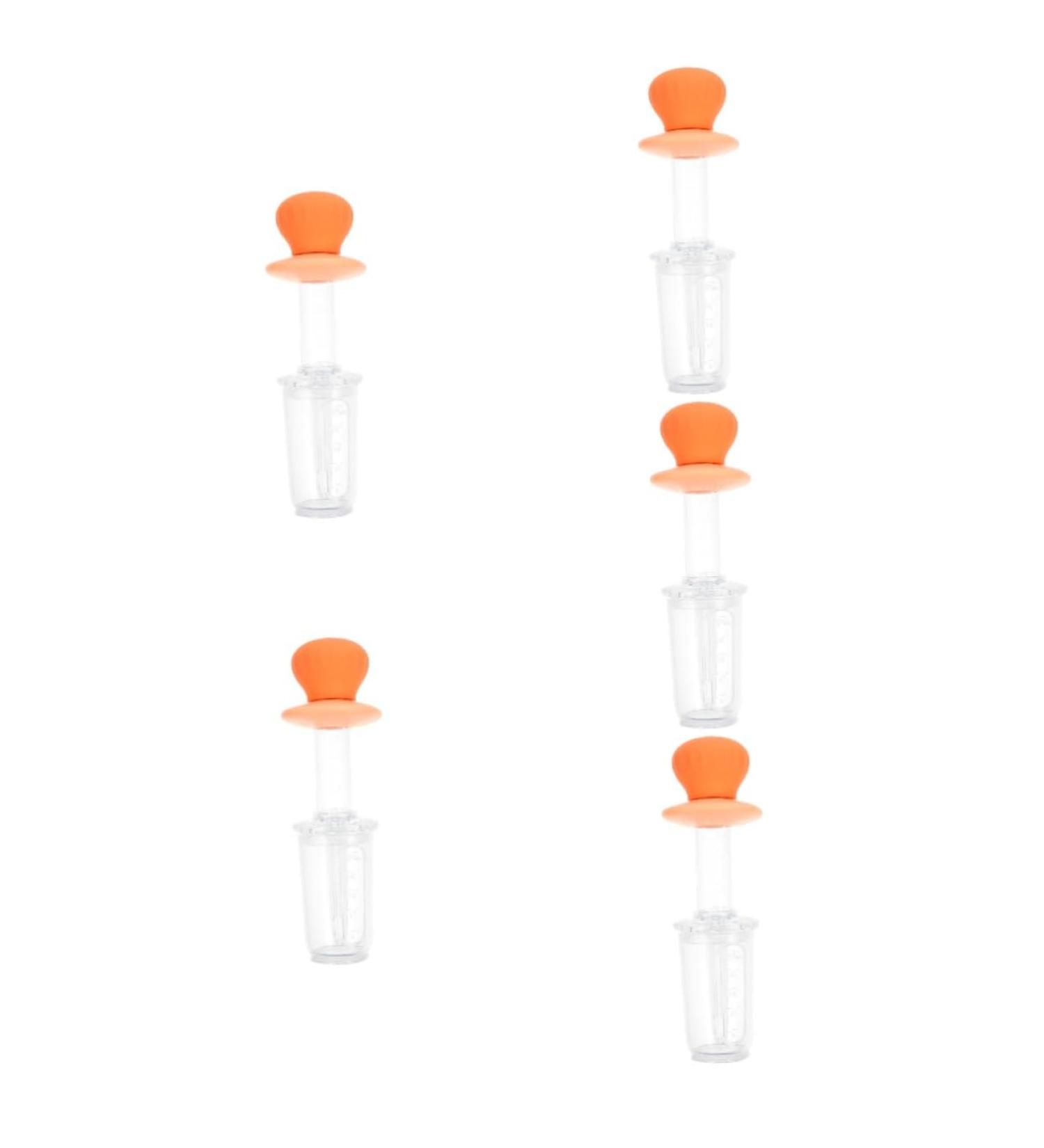 Toyvian 5-Set Baby Medicine Feeder - Silicone Pacifier Squeeze Feeder for Infant Food & Medications - 14x4.6cm - Ideal for Toddlers - Orange - Buy Online on GoSupps.com