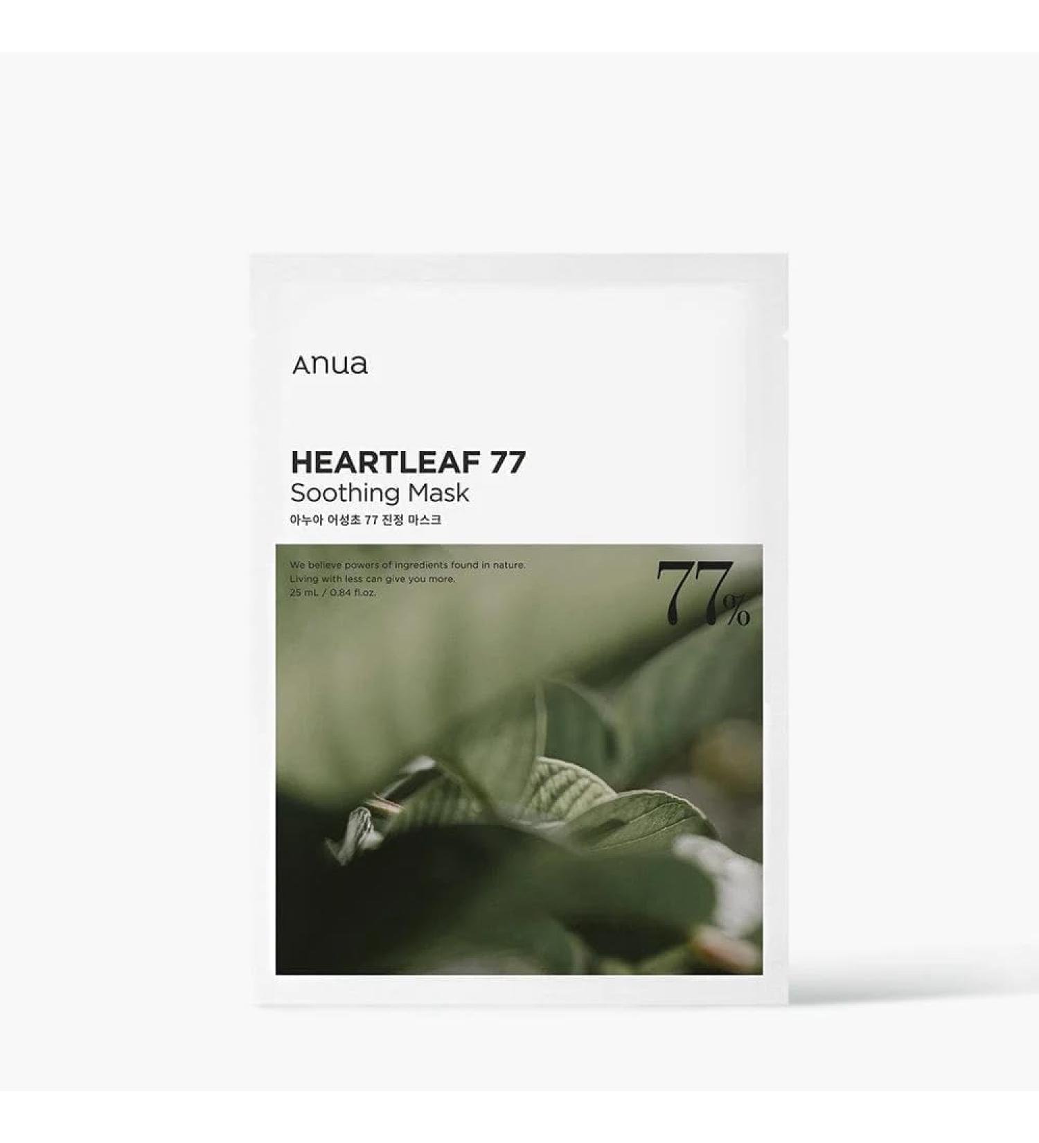 Anua Heartleaf 77% Soothing Sheet Mask - 10 Pack Microfiber Hydrating & Calming - 25ml / 0.84 fl.oz - International Shipping Available - Buy Online on GoSupps.com