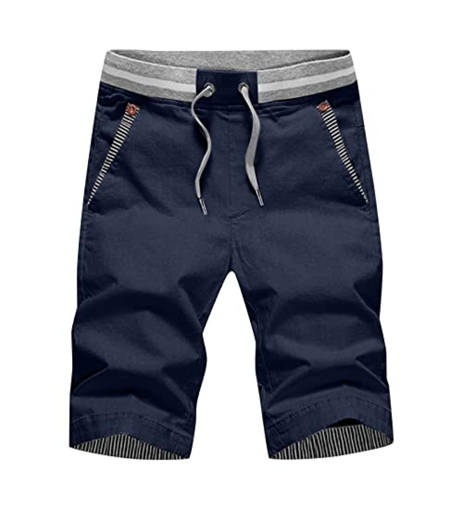 Men's Stylish Cargo Shorts 2022 | Elastic Waistband | Casual Sports Running Shorts with Pockets - Navy - Buy Online on GoSupps.com