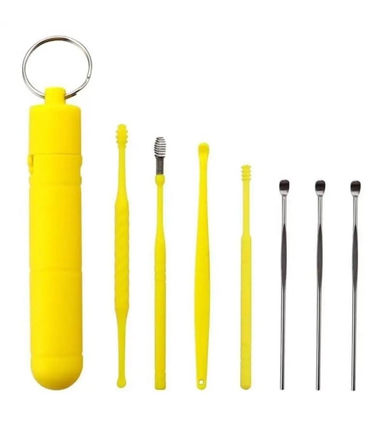 Portable Ear Cleaner Stainless Steel Ear Spoon Set Stainless Steel Ear Wax Remover Reusable Stainless Steel Ear Wax Remover Set Ear Wax Easily Removed Ideal for Personal and Home Use(Yellow) - Buy Online on GoSupps.com