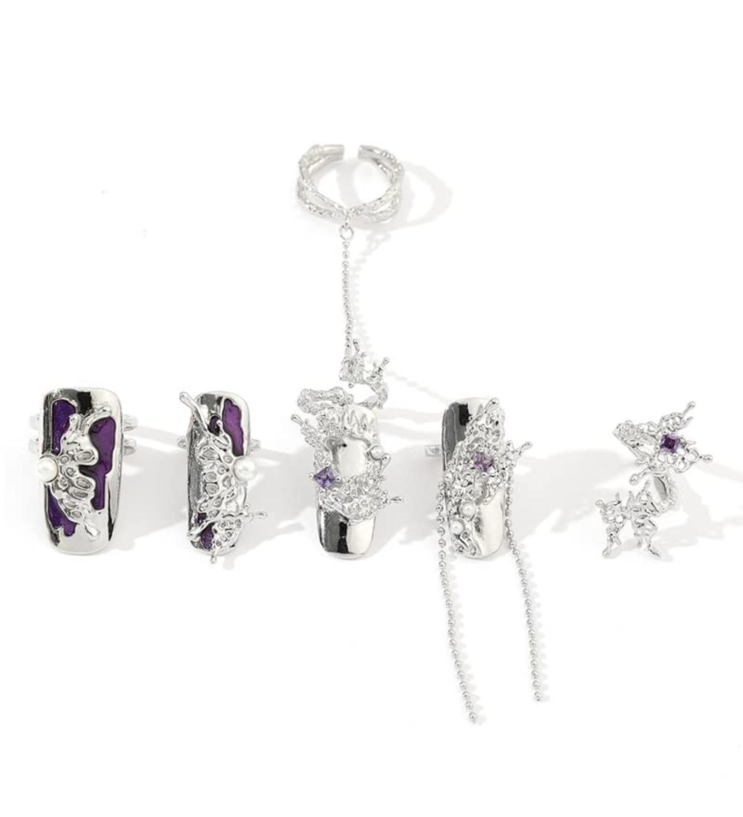 Metal Adjustable Nail Art Set Combination Joint Women Party Jewelry Metal Open Nail Set Alloy Material Finger Tip Men - Buy Online on GoSupps.com