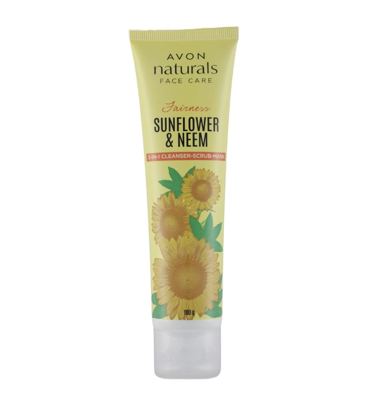 Buy Avon Naturals Sunflower & Neem 3-in-1 Cleanser Scrub Mask - 100gm | International Shipping Available - Buy Online on GoSupps.com