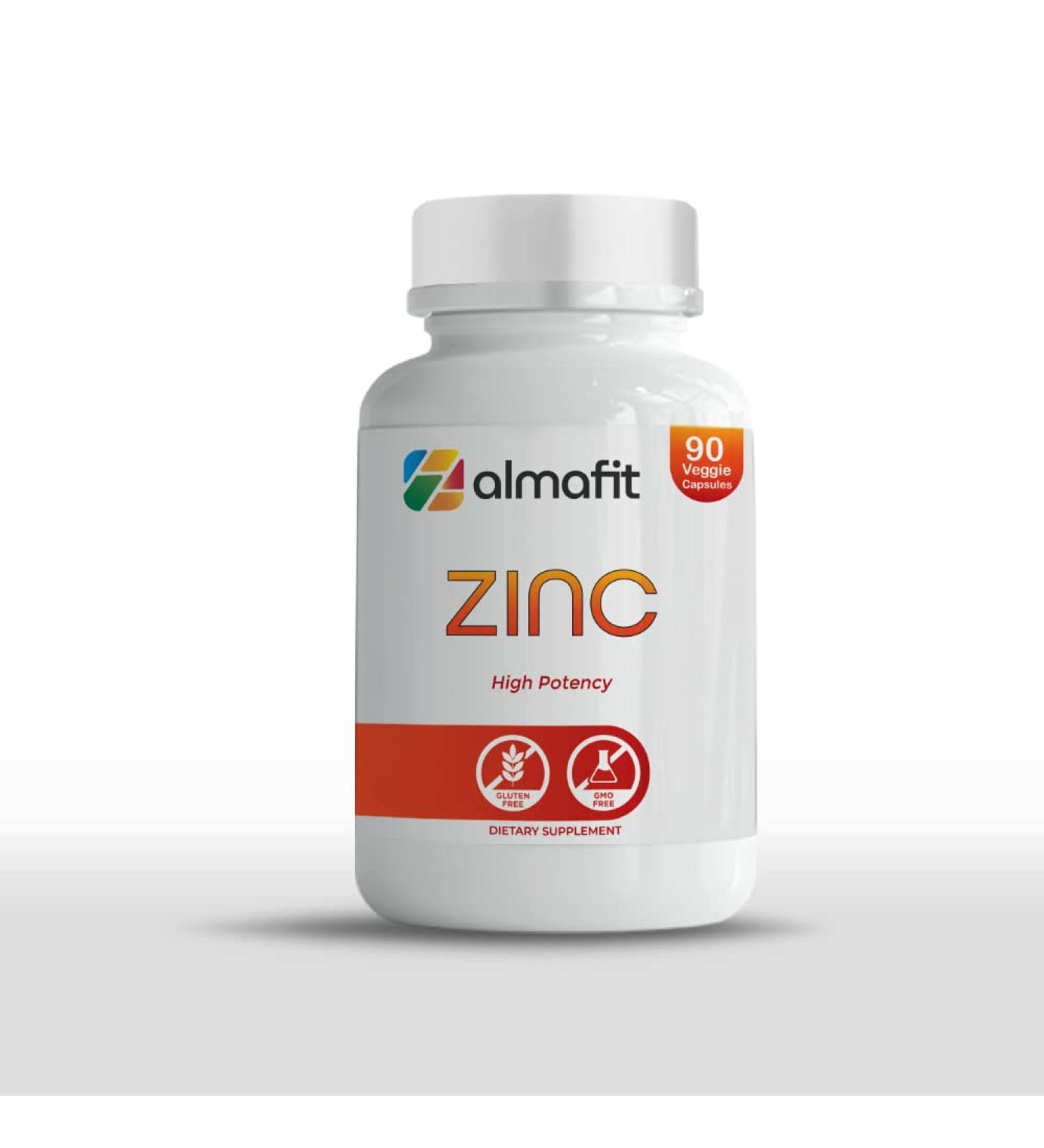 Almafit Zinc (OptiZinc / Citrate) - Highly Absorbable Immune Support - 90 Veggie Capsules per Bottle - 50 mg