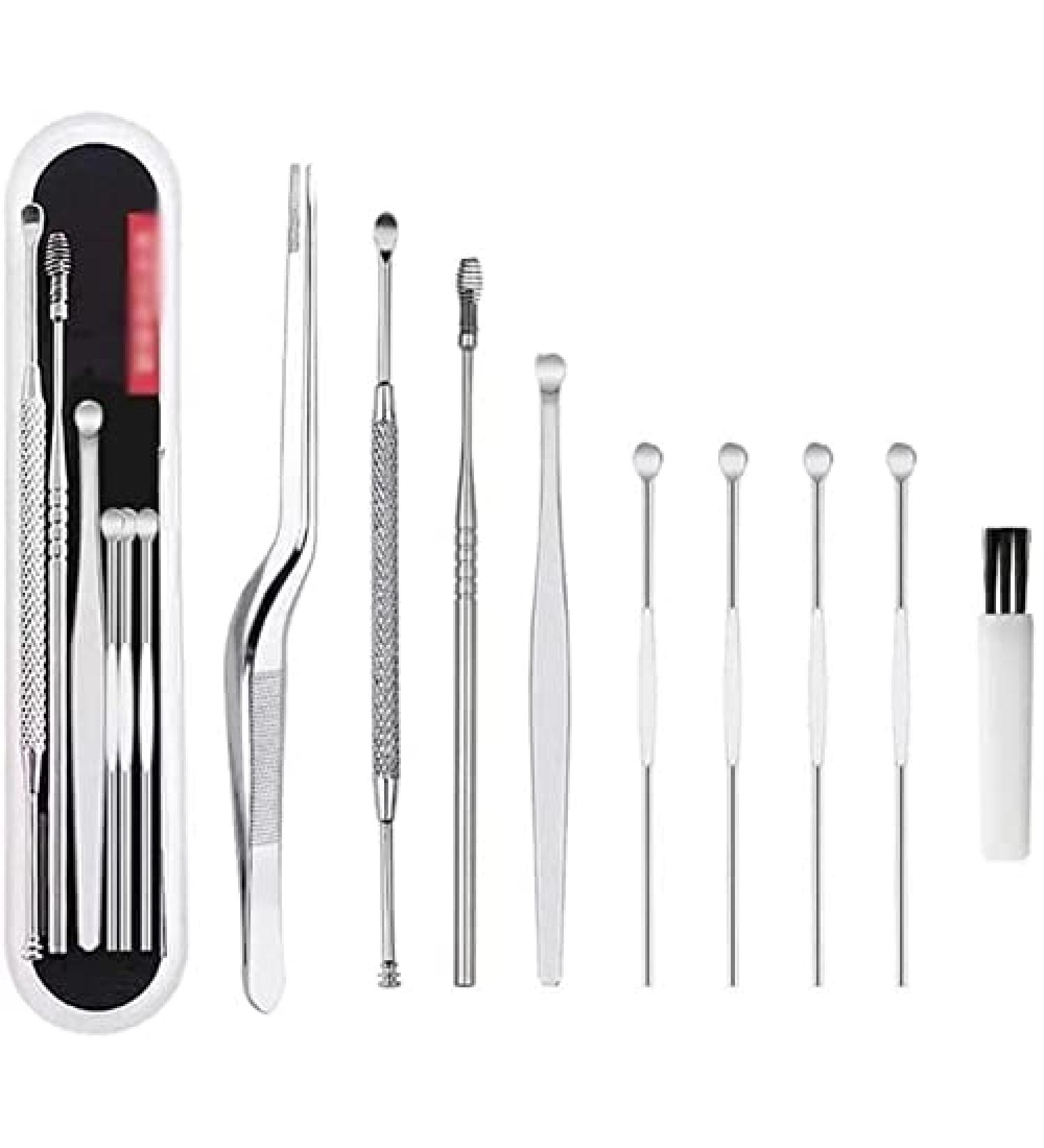 Sicunang 8pcs Ear Wax Pickers Stainless Steel Ears Picks Removal Curette Remover Cleaning Portable Stick Earpick Ear Wax Cleaning Tools - Buy Online on GoSupps.com