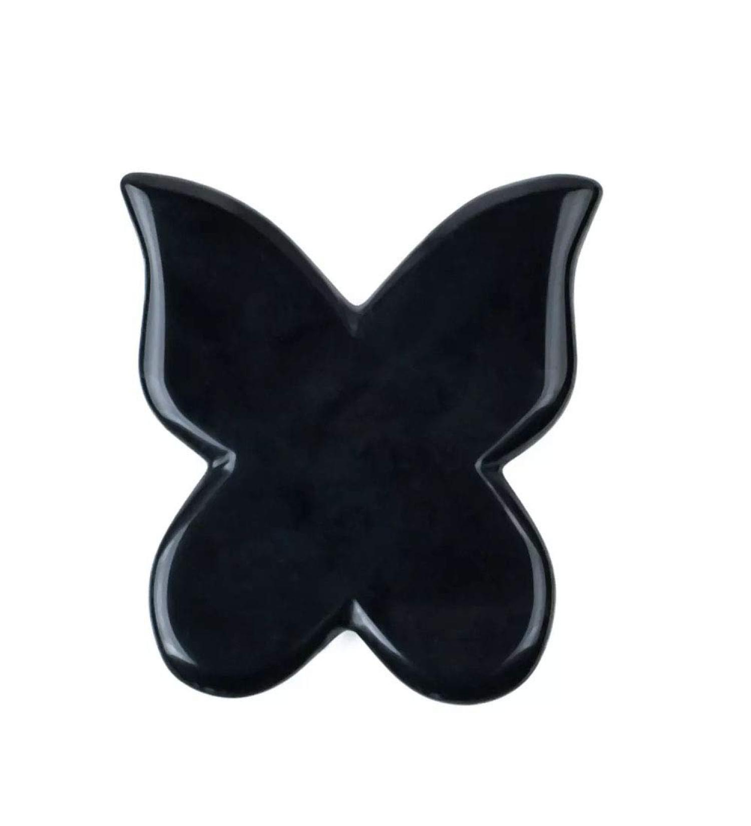 Natural Healing Crystal Black Obsidian Jade Gua Sha Butterfly Scraping Massage Tool Genuine Healing Gemstone for Facial Lifting and Tightening Massage Anti-Wrinkles Anti-Aging (Obsidian) - Buy Online on GoSupps.com