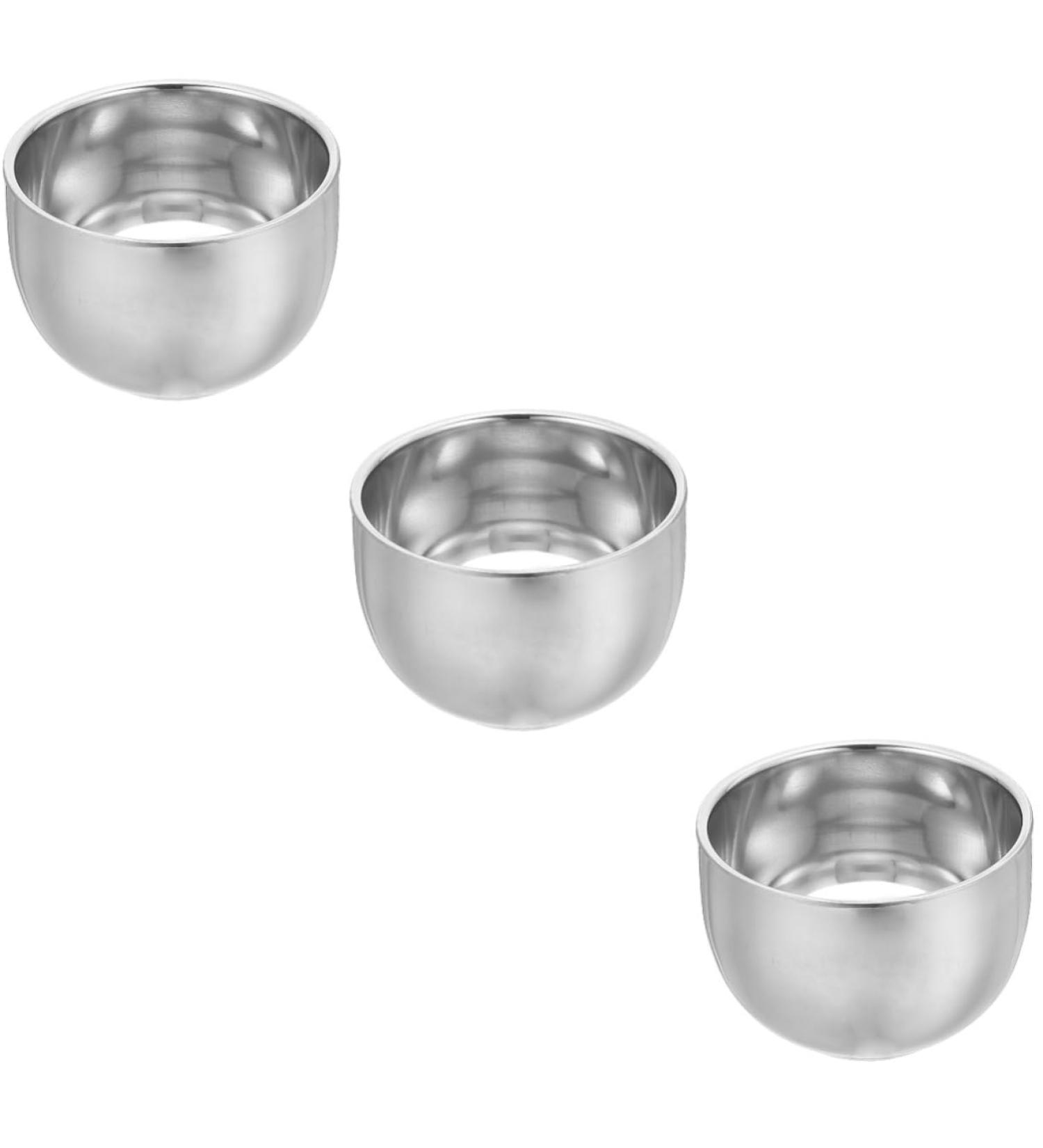 Frcolor 3PC Stainless Steel Double-Walled Shaving Bowl Set - Comfortable Foam & Cream Shaving Accessories for Men - 8.2x5.8cm - Buy Online on GoSupps.com