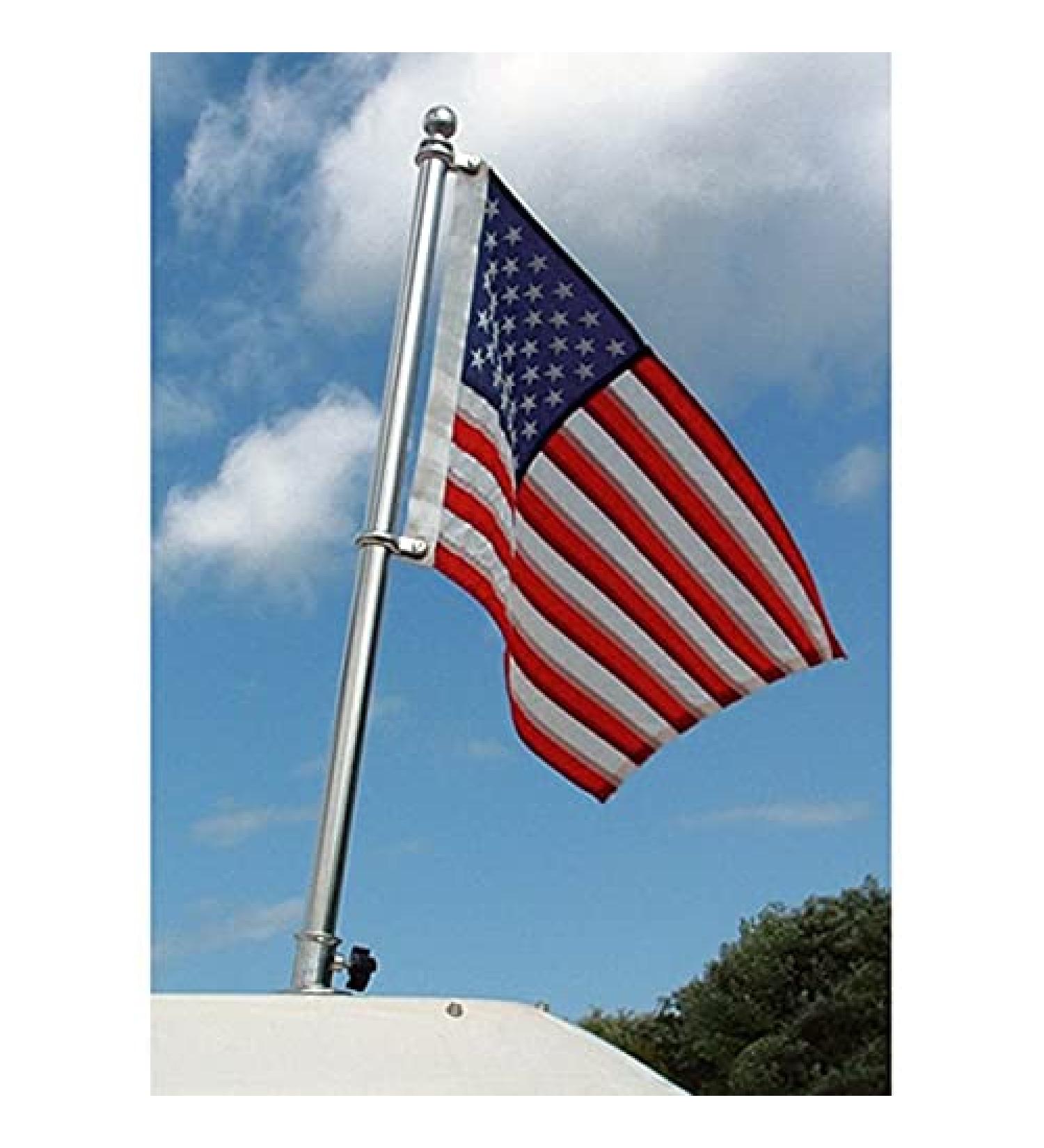 Taylor Made Products 902 Boat Flag Pole Kit, Stainless Steel, 18 inch