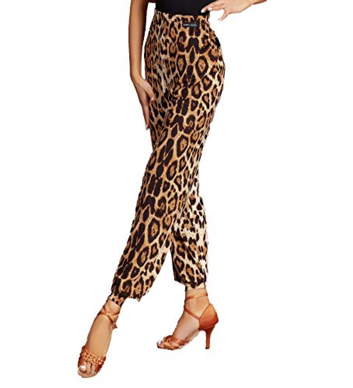 SCGGINTTANZ G4034 Latin Dance Professional Tightened Cuff Pants - Leopard Large - Buy Online on GoSupps.com