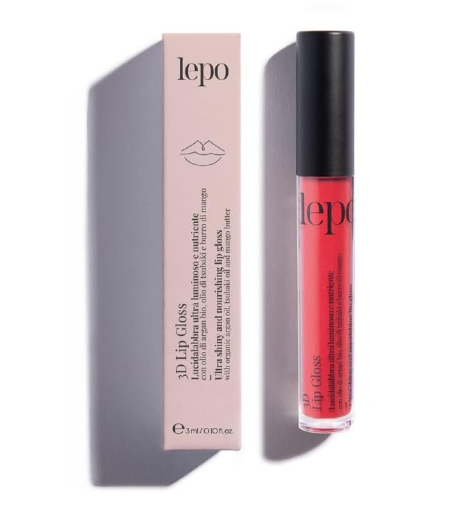 LEPO LEPO | 3D Lip Gloss Ultra Luminous and Nourishing Lip Gloss No. 05 Amarena with Organic Argan Oil Tsubaki Oil and Mango Butter