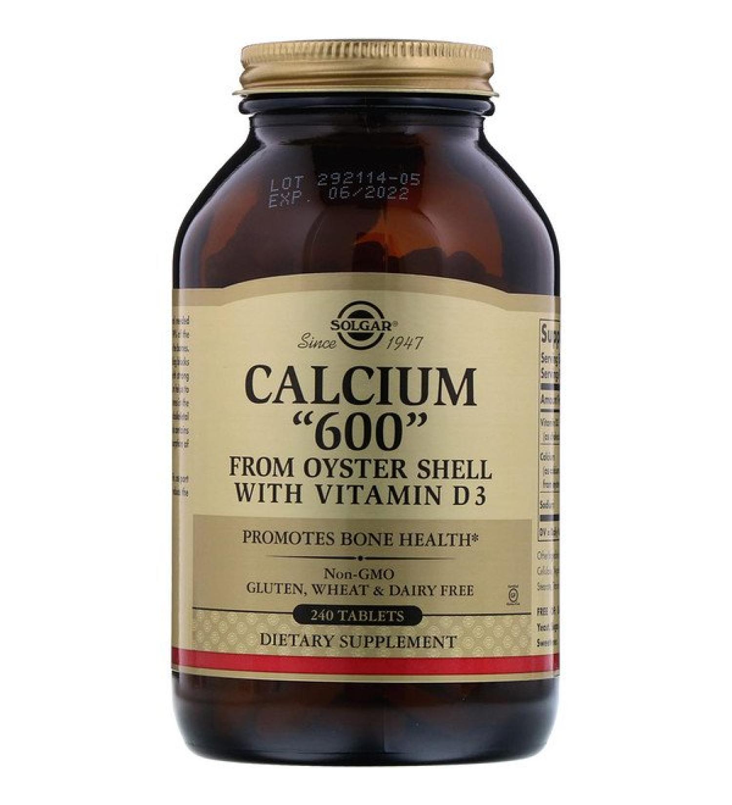 Solgar Calcium "600" from Oyster Shell with Vitamin D3 240 Tablets