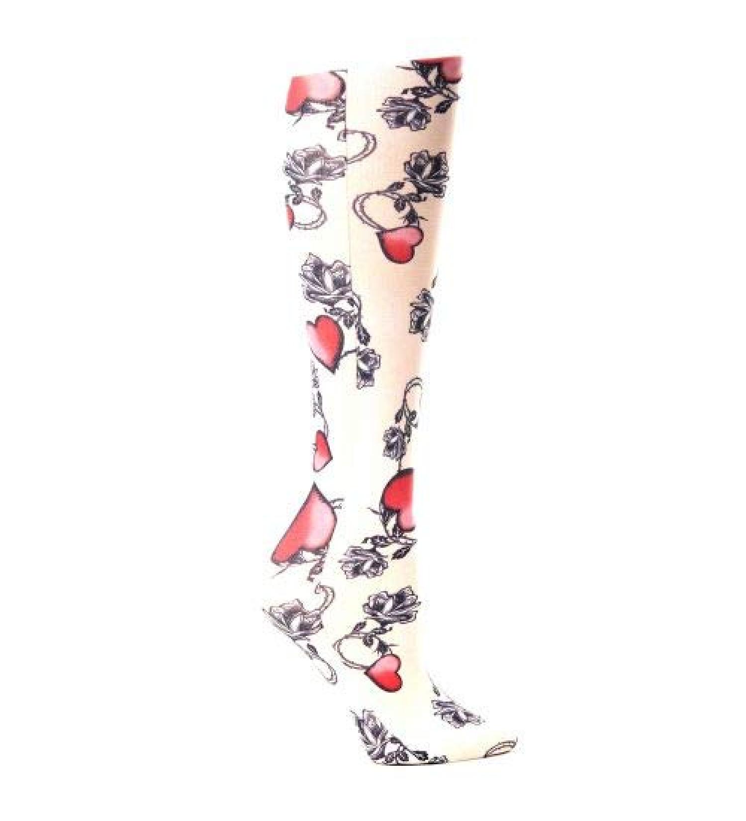 Red Moby Celeste-Stein-CMPSQ-1089 Womens 8-15 mmHg Compression Sock - Queen - Biker Heart Red