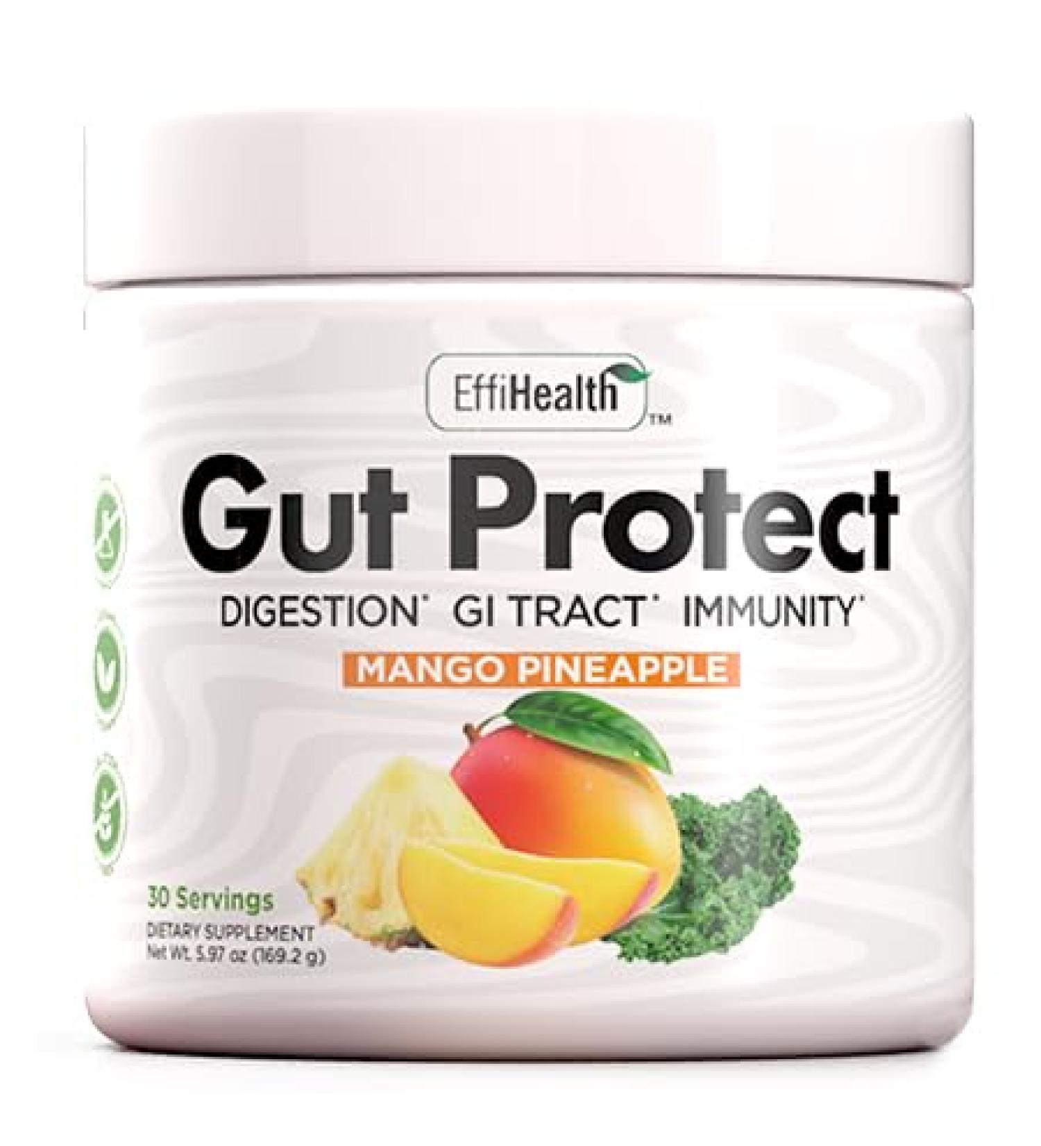Gut Protect Greens Superfood Powder with Probiotics & Prebiotics Super Greens Powder, Smoothie & Juice Mix Powder - Digestive Health, Immune Health & Regularity Support Mango, Pineapple - Buy Online on GoSupps.com