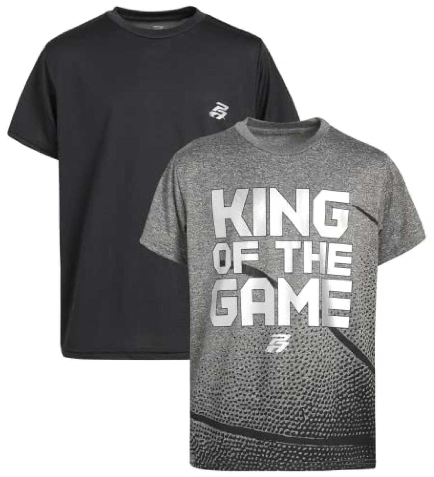 Pro Athlete Boys Athletic T-Shirt 2 Pack (8-16) Black/Charcoal King - Active Performance Dry-Fit Sports Tee - Buy Online on GoSupps.com