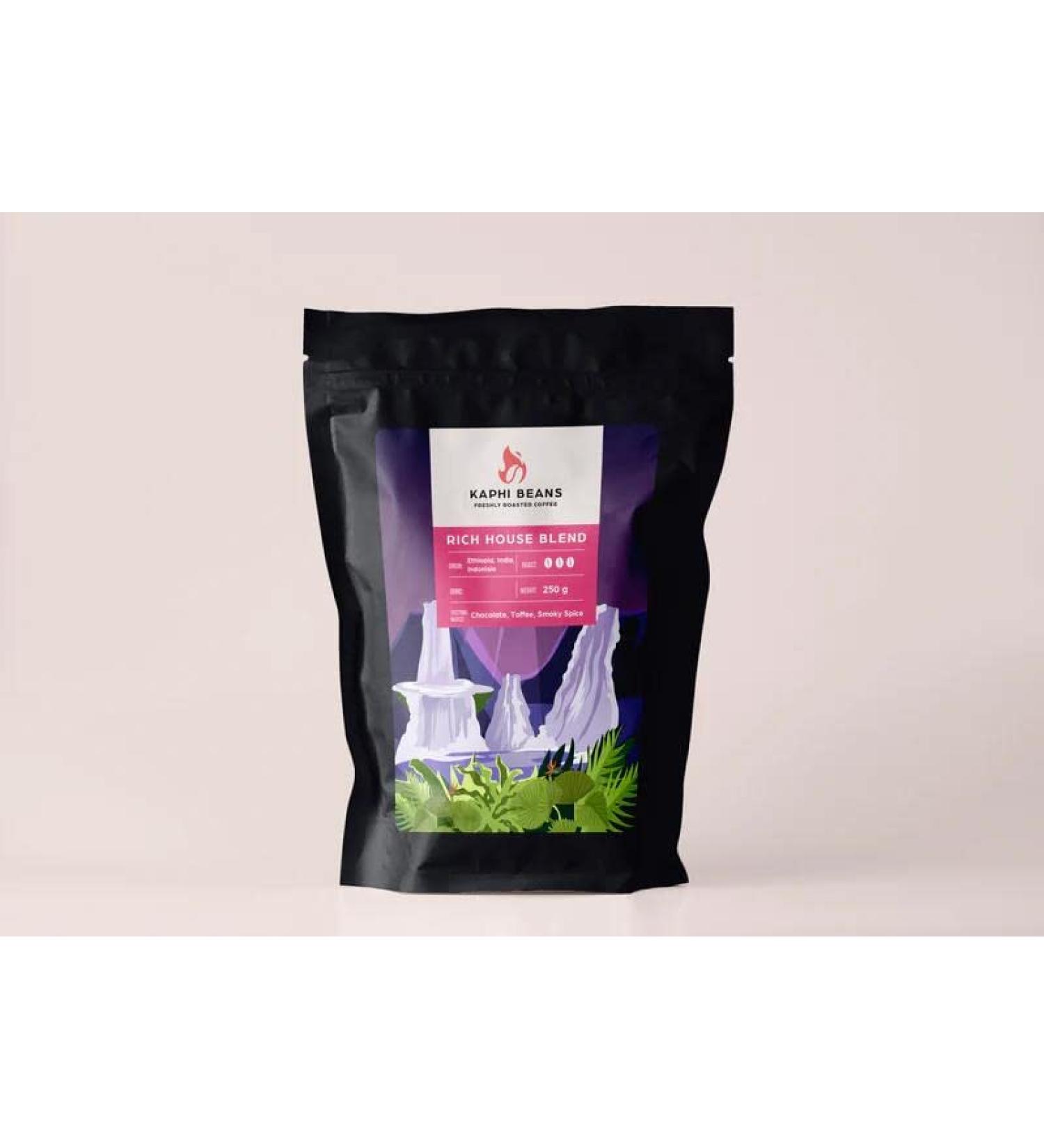 Kaphi Beans Dark Roast Rich House Blend Coffee Beans- Freshly Roasted (Filter 2kg) Filter 250 g (Pack of 1) - Buy Online on GoSupps.com