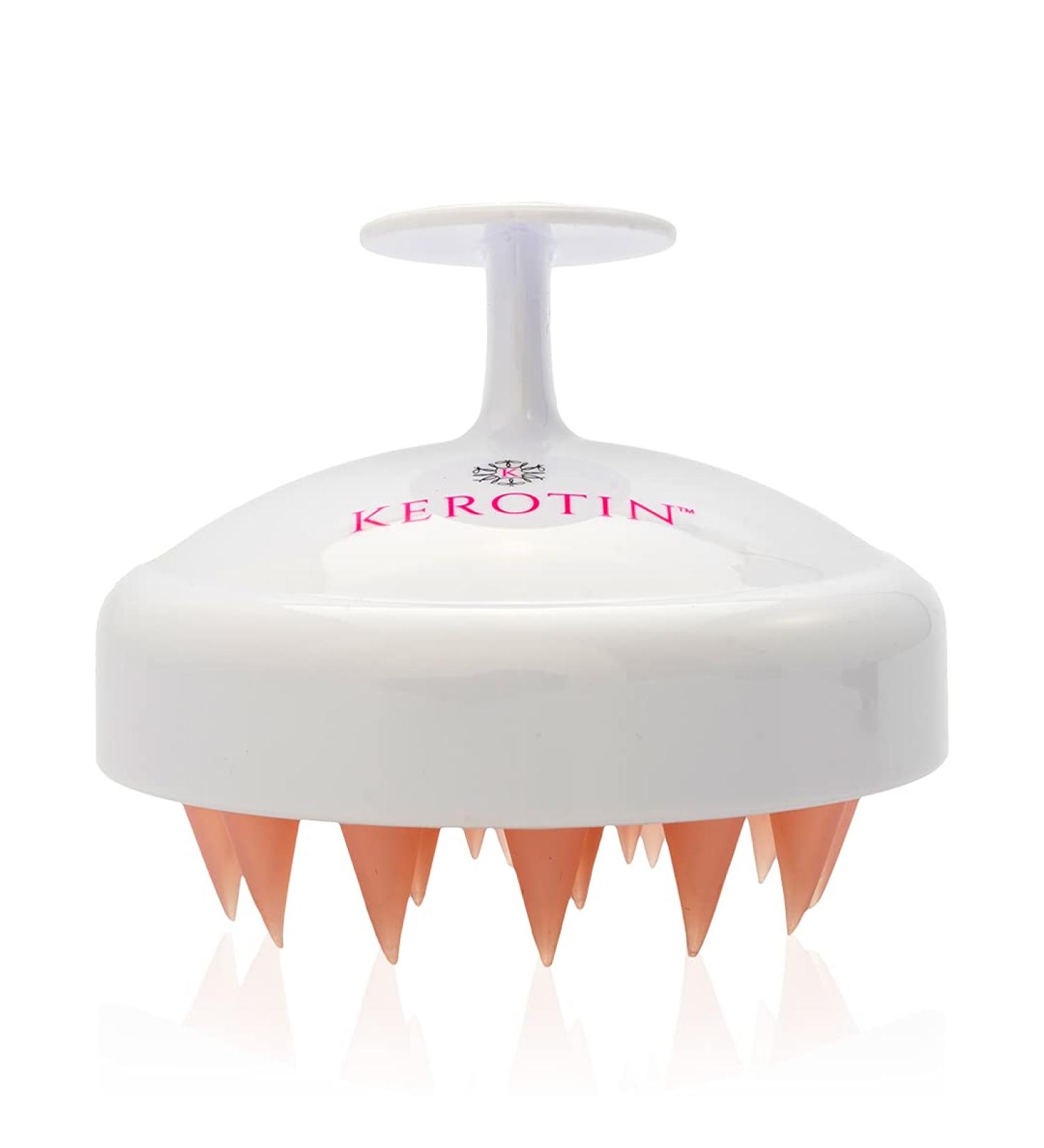 Kerotin Scalp Massager & Shampoo Brush | Stimulate Hair Growth, Remove Dandruff | Waterproof Silicone Scrubbie - Buy Online on GoSupps.com