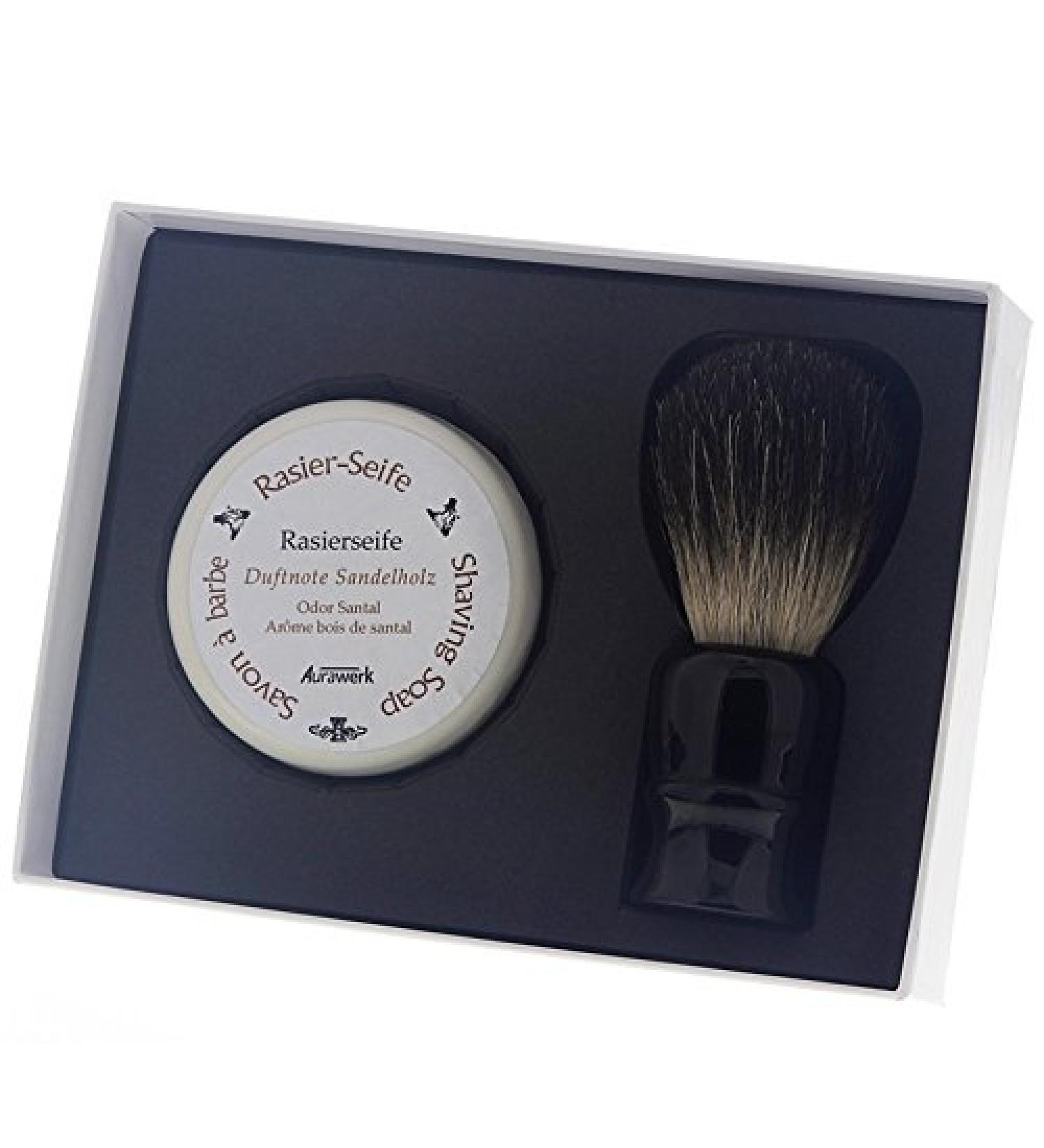 Aurawerk Gift Box - Premium Graubadger Shaving Brush & 100g Sandalwood Shaving Soap | International Shipping - Buy Online on GoSupps.com