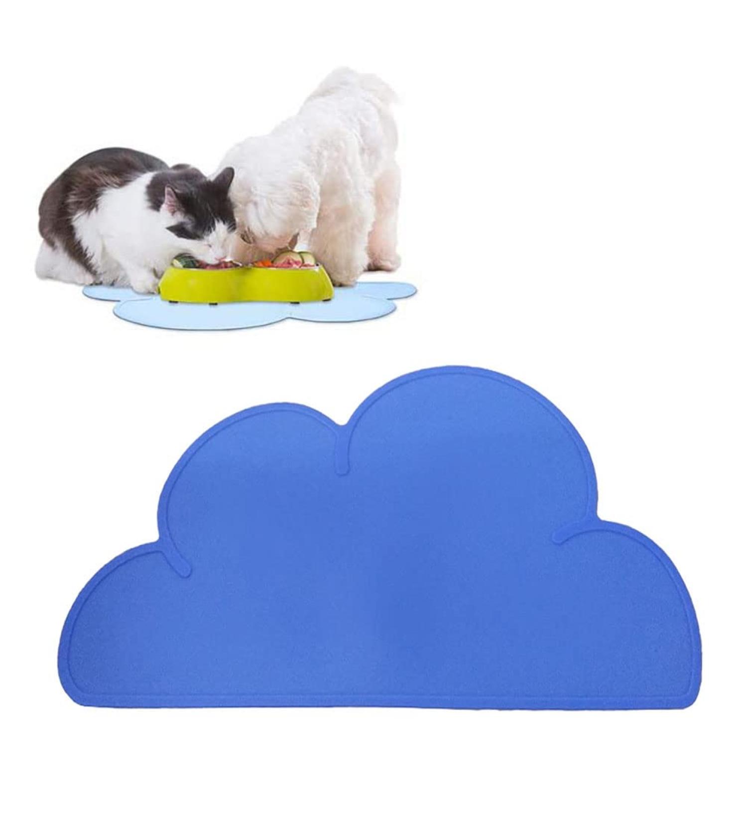 Waterproof Silicone Pet Feeding Mat - Slip Resistant Cat & Dog Bowl Tray in Royal Blue - Buy Online on GoSupps.com