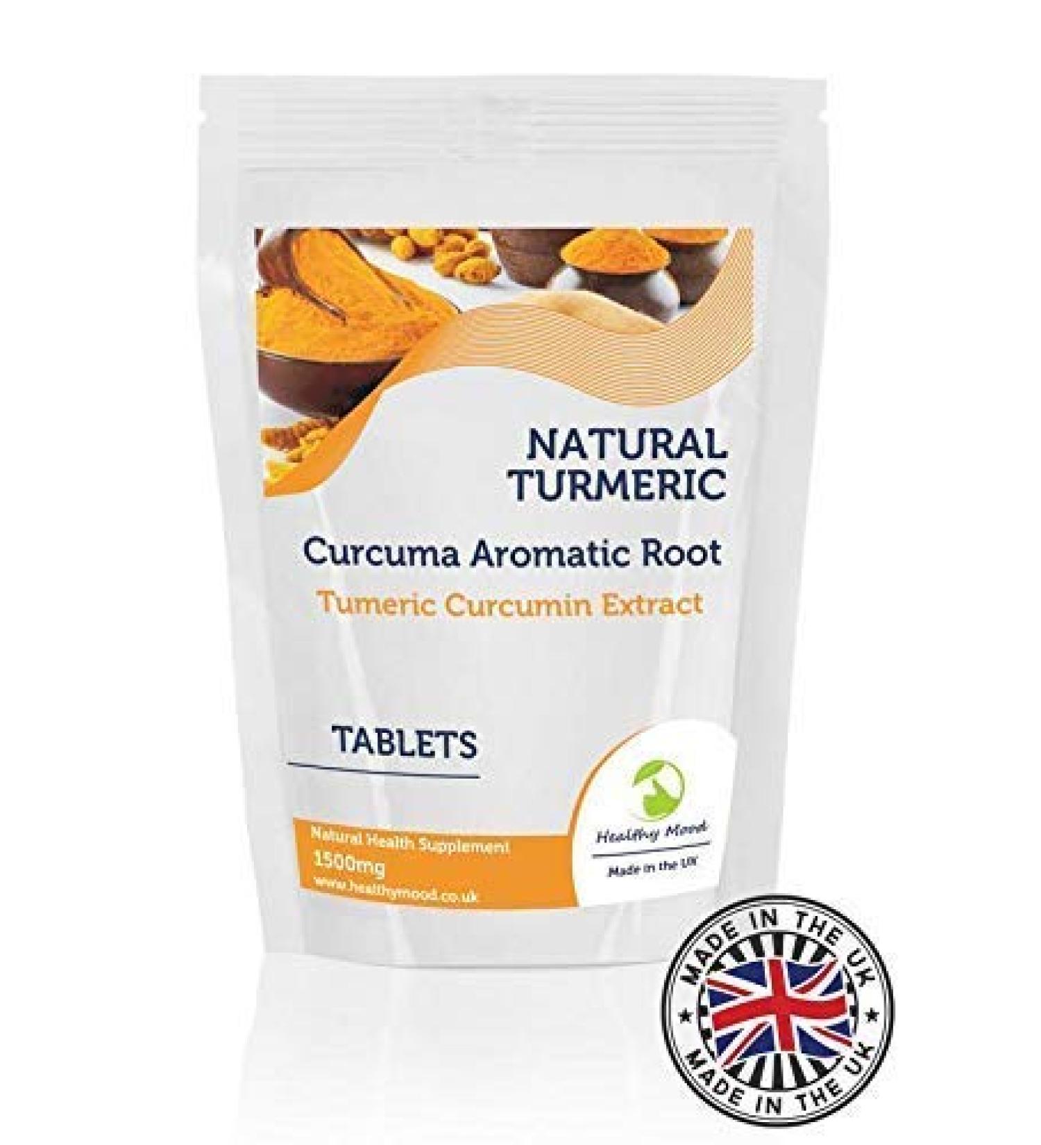 Buy Turmeric 250 Tablets - Curcumin 1500mg Dietary Supplement for Healthy Mood & Nutrition - International Shipping Available - Buy Online on GoSupps.com