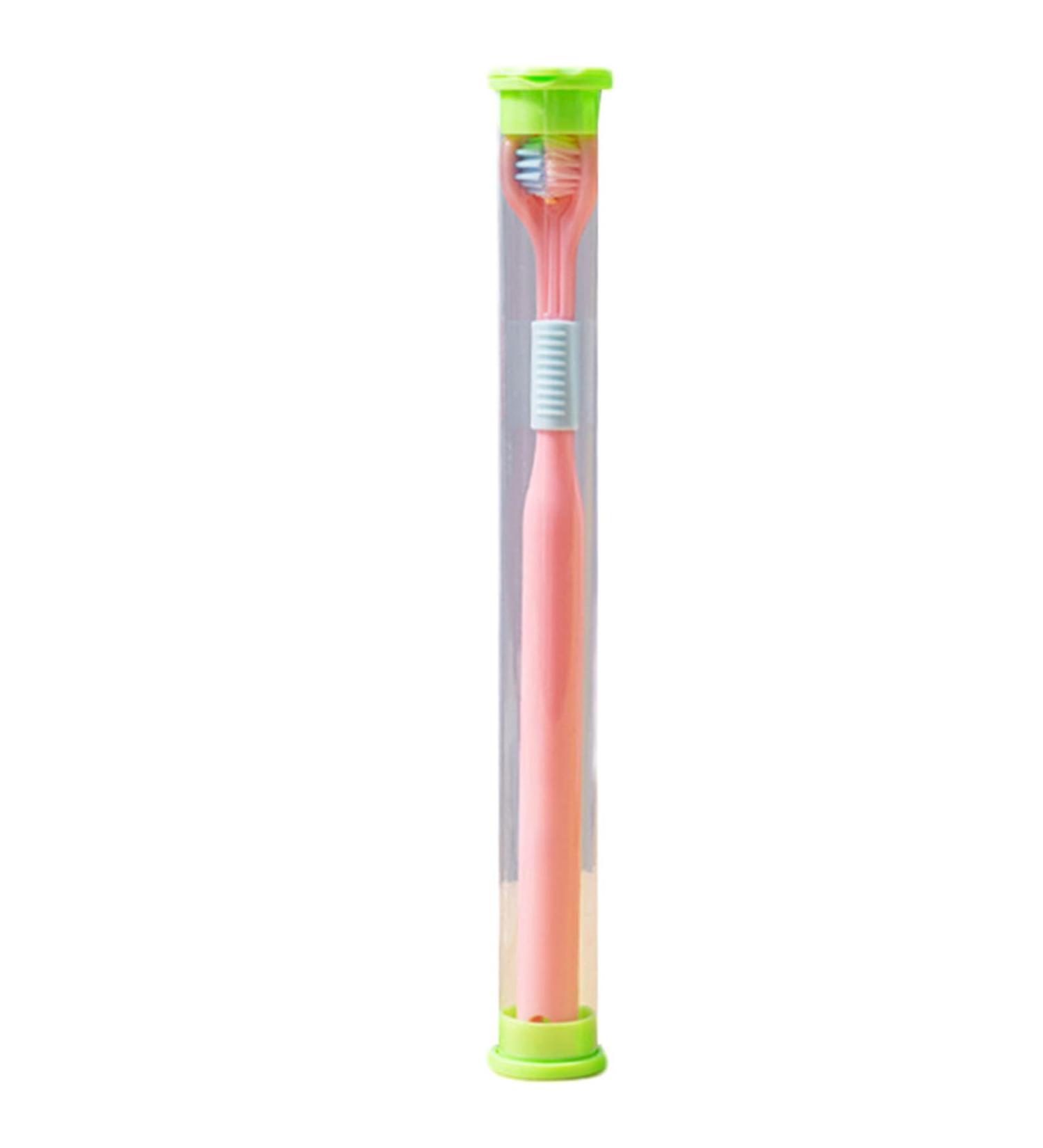 Three-Sided Sensory Toothbrush for Adults | Soft Bristle Travel Toothbrush | Gentle Gum Care - Pink - Buy Online on GoSupps.com