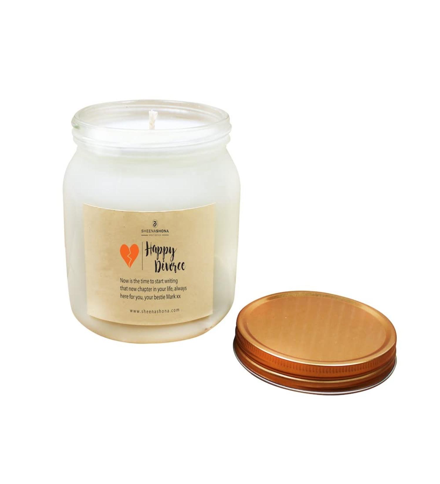 Happy Divorce Personalised Honey Pot Candle Made to Order/Handmade/Personalised/SOYA Wax (Citrus Orange & Chilli Large) Citrus Orange & Chilli Large - Buy Online on GoSupps.com