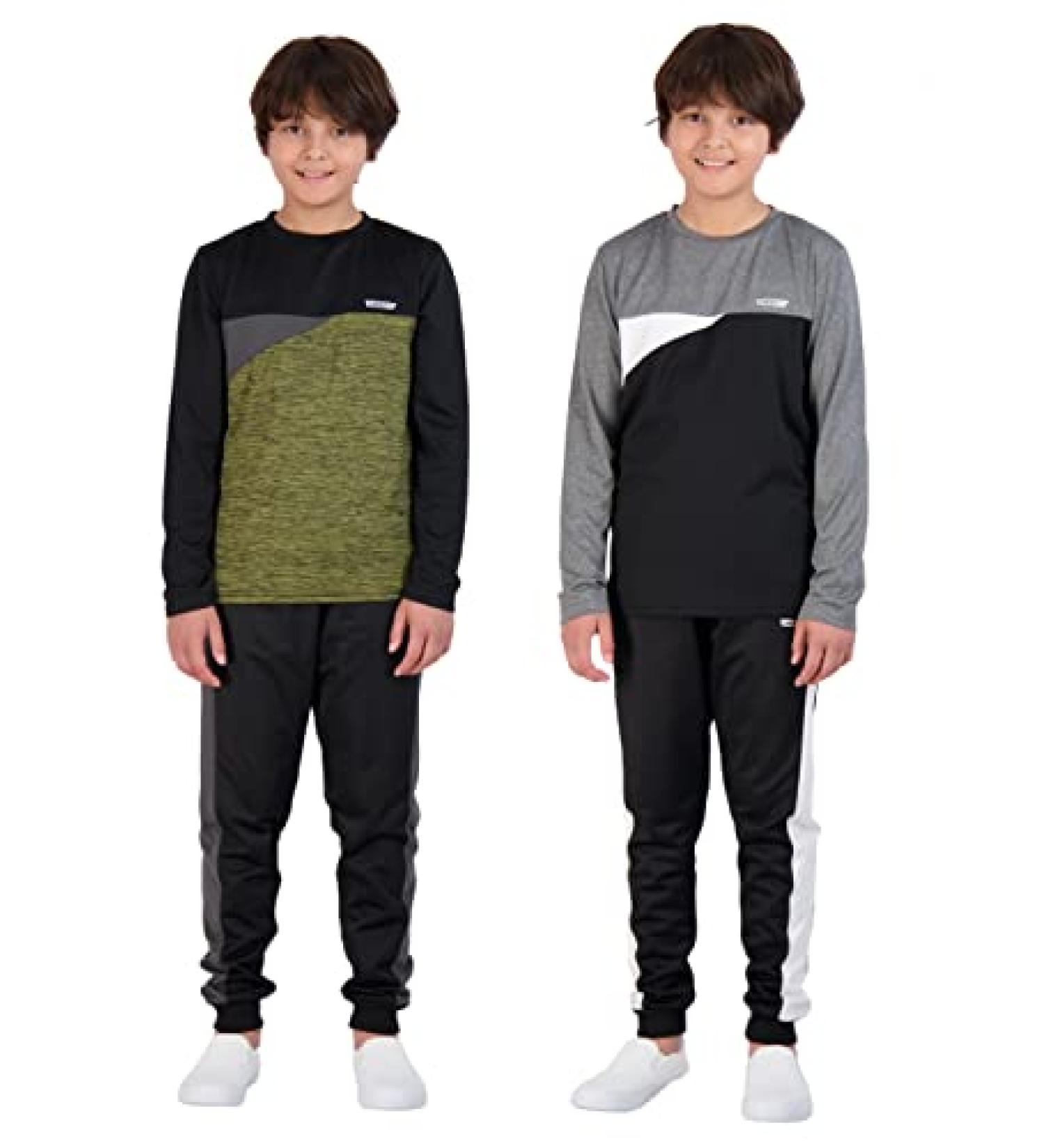 Hind Boys 4-Piece Active Long Sleeve Quick Dry T-Shirt and Jogger Set - Black, Size 10 - Buy Online on GoSupps.com