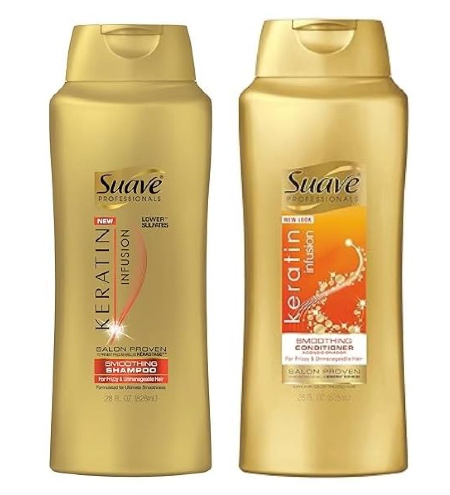 Keratin Infusion Shampoo and Conditioner Set - Smoothing Hair Treatment 48H Frizz Control Anti-Frizz Detangler - 28 Oz Each | International Shipping Available - Buy Online on GoSupps.com
