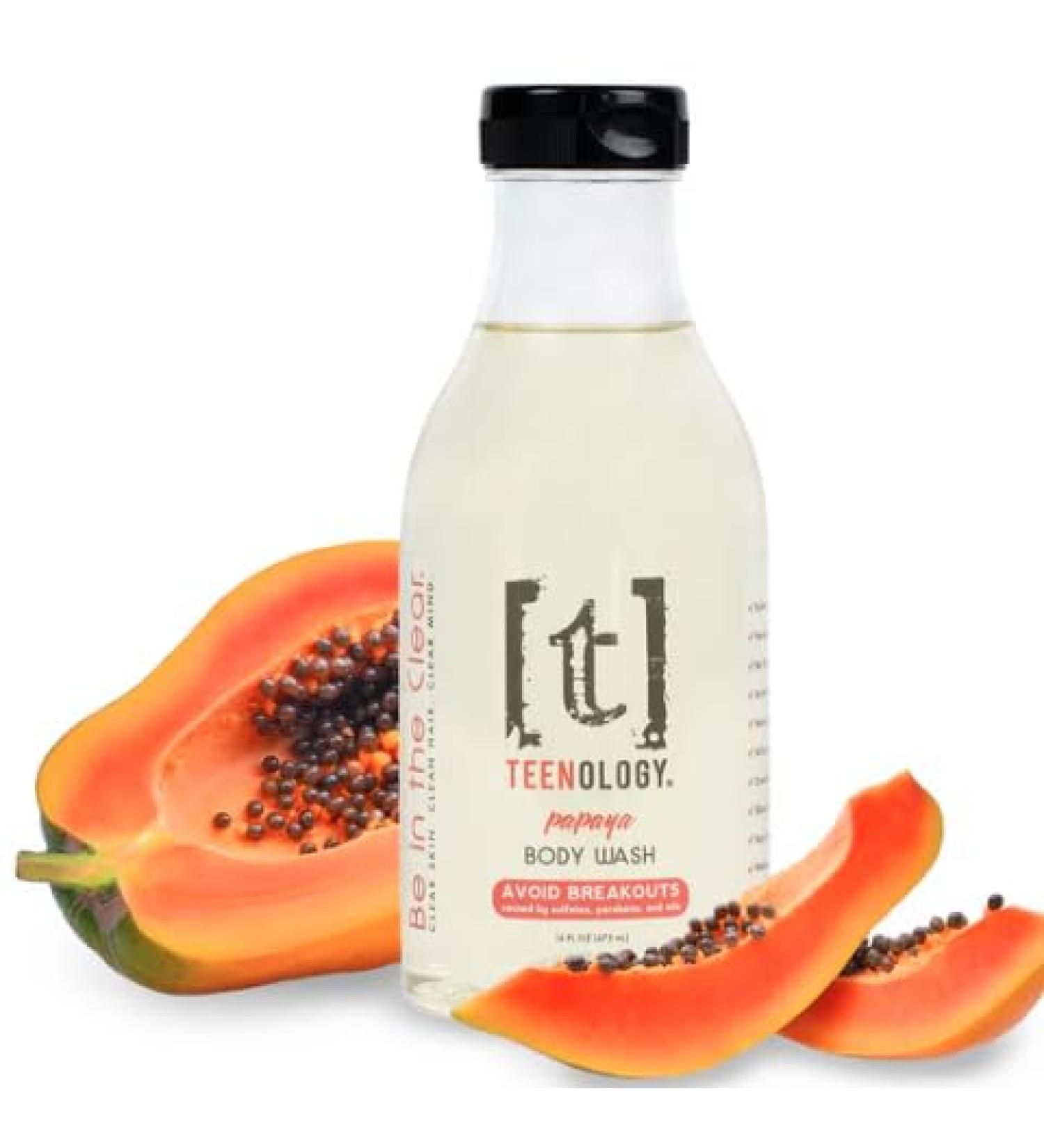 Teenology Body Wash for Teens | Acne & Breakout Prevention | Sulfate & Paraben Free | Natural Papaya Extract - Buy Online on GoSupps.com