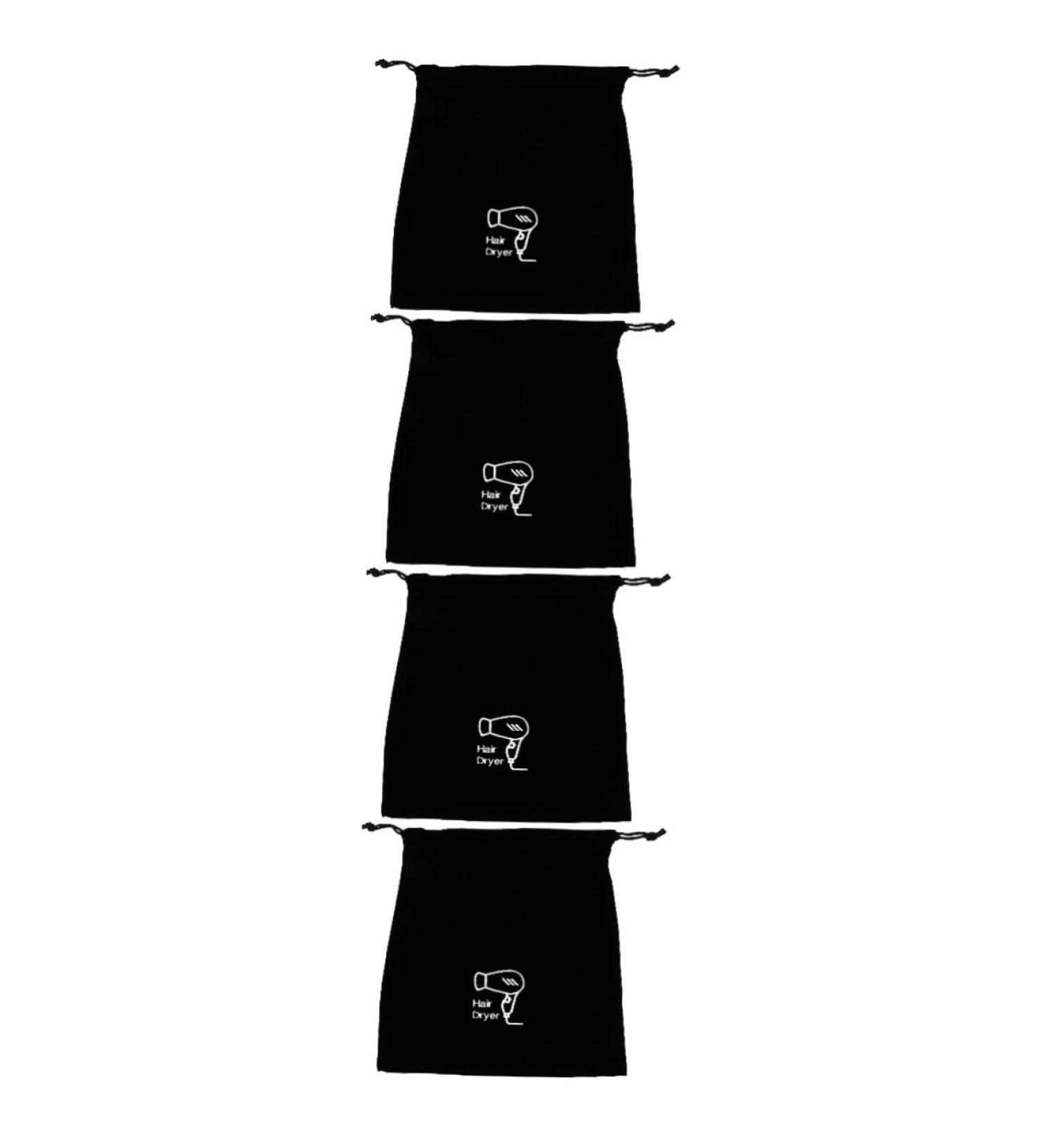 FOYTOKI 4 Pcs Hair Dryer Storage Bag Accessories Blower Tool Drawstring Bag Roller Cosmetic Flannel Black - Buy Online on GoSupps.com