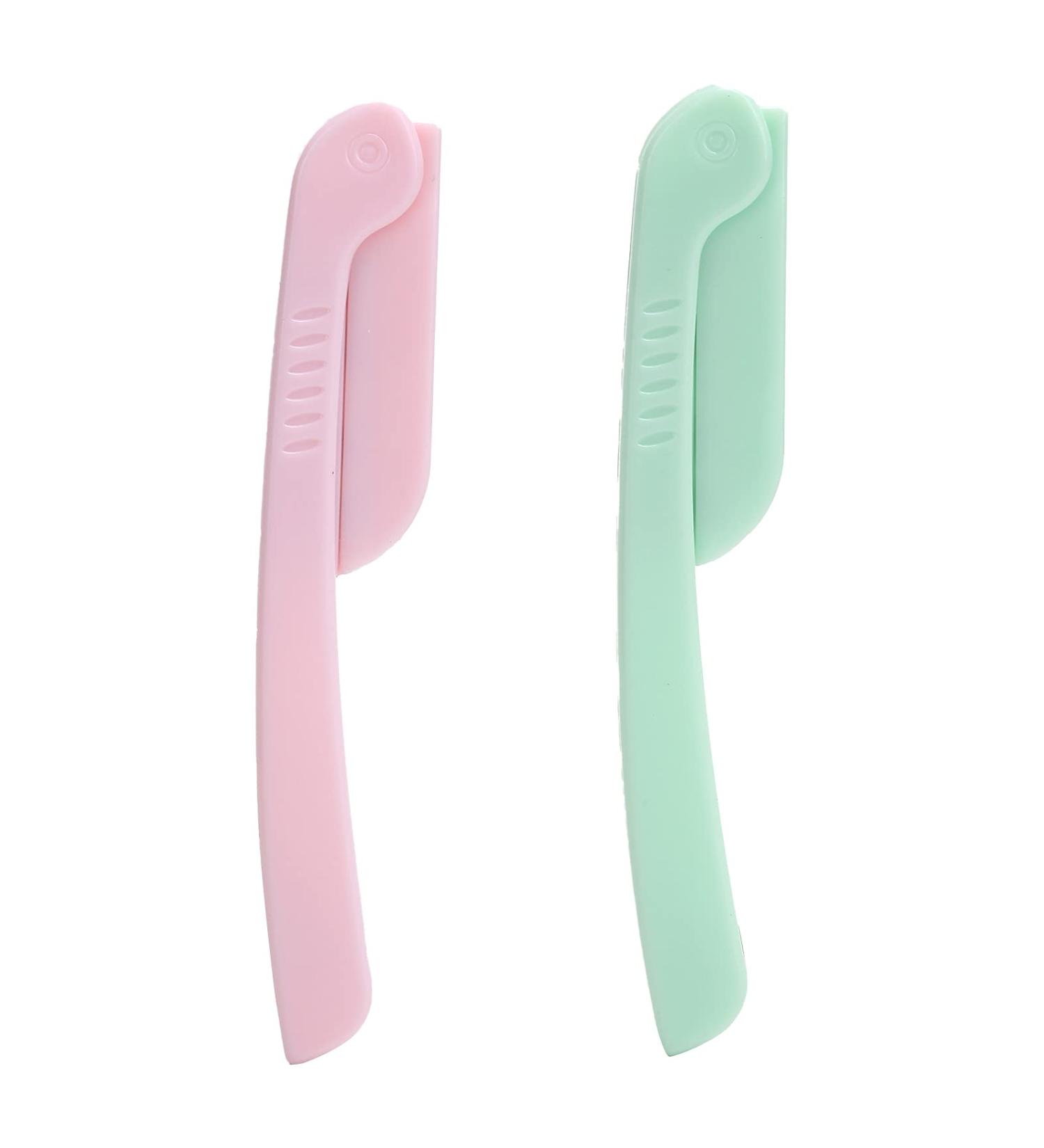 Syh & Aqye Manual Eyebrow Cutter - 2 Facial Razors for Men & Women | Lint-Free Shaving for Face Lips & Eyebrows (Pink & Green) - Buy Online on GoSupps.com