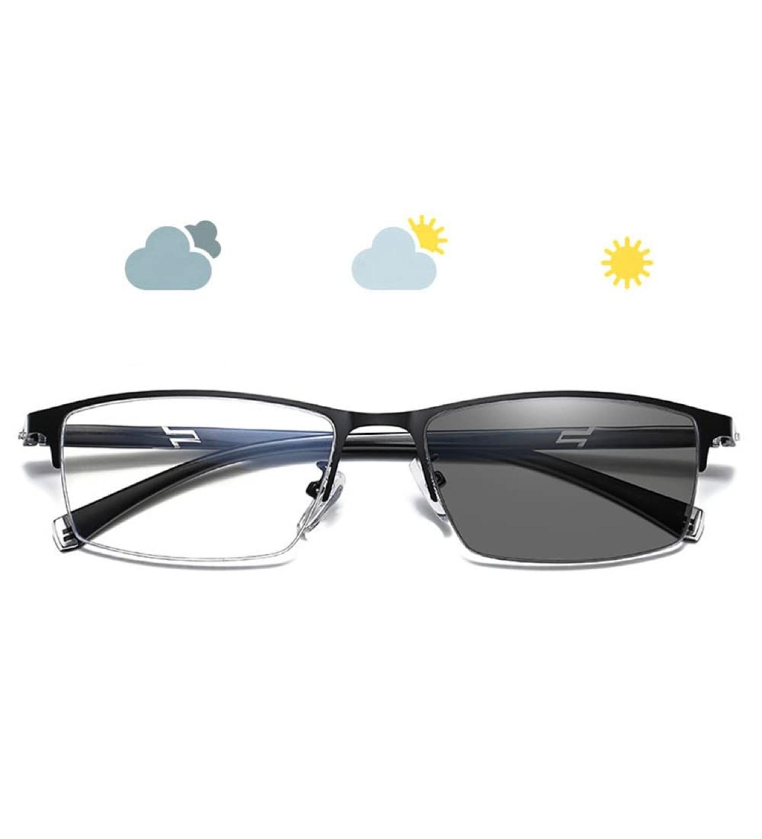 Dibako Photochrome Multifocal Reading Glasses - Unisex Anti Blue Light Half Frame (+1.00) - International Shipping Available - Buy Online on GoSupps.com