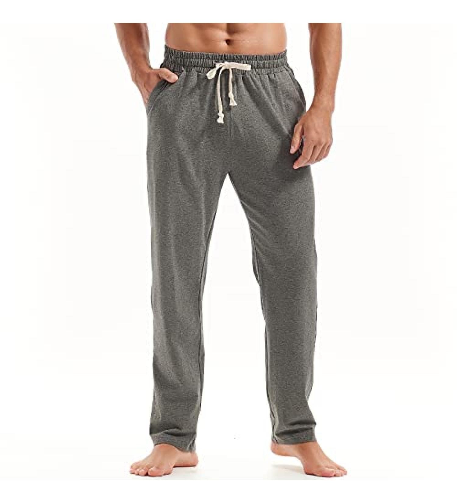AMY COULEE Men's Cotton Yoga Pants - Lightweight Sweatpants with Pockets | Dark Gray, Medium - Buy Online on GoSupps.com