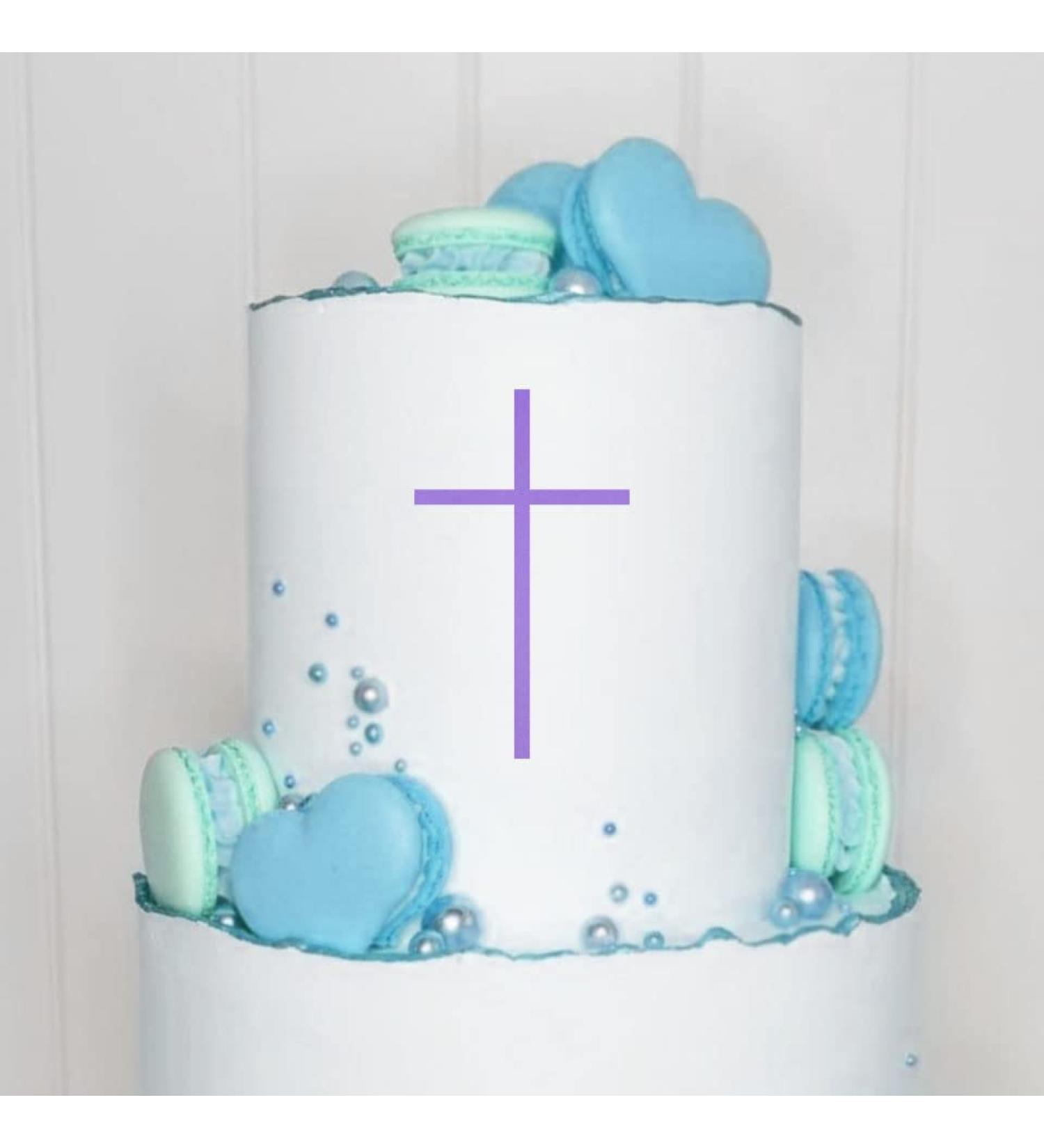 Cake topper (cross) charm acrylic/wood baptism communion confirmation confirmation cake plug cake cake plug decoration caketopper (1 piece purple/lilac) purple/lilac 1 piece