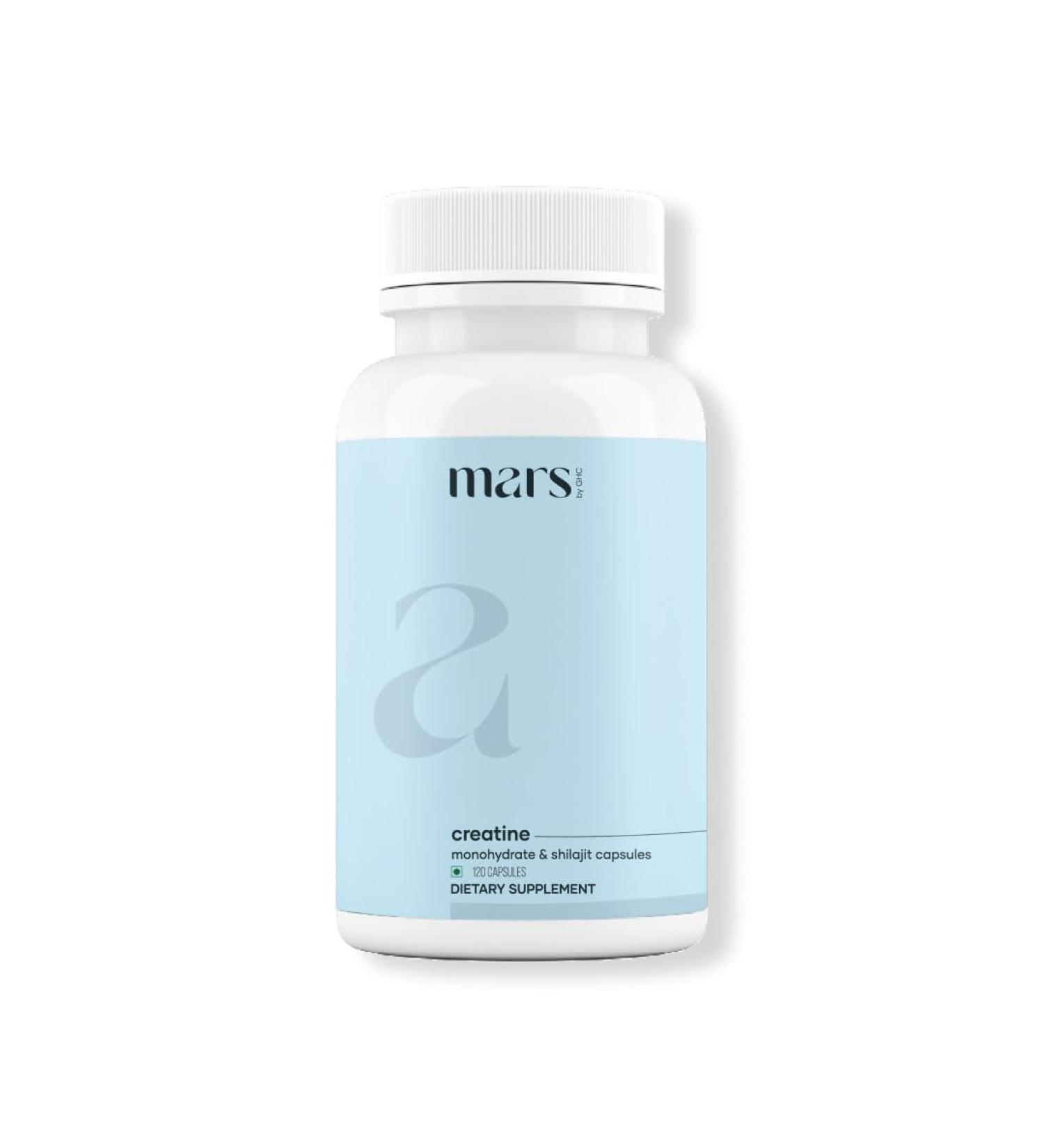 mars by GHC Micronized Creatine Monohydrate Capsules with Shilajit & Ashwagandha | Overall Well-Being | 120 Capsules | Pack of 1 120 Count (Pack of 1) - Buy Online on GoSupps.com