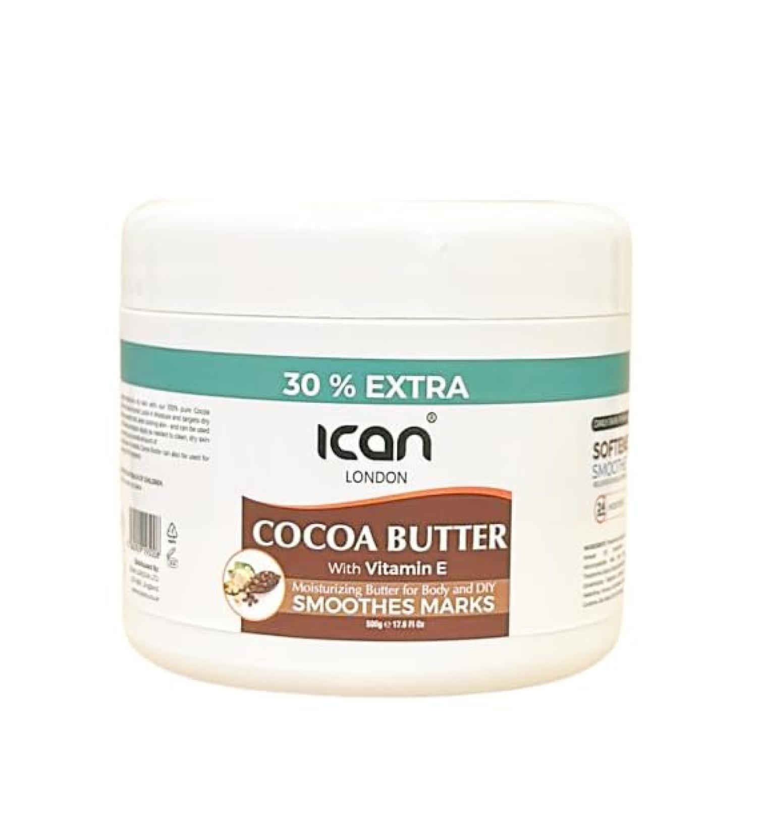 ican London Cocoa Butter With Vitamin E 24hr Moisturizing Smoothes Marks & DIY Use 500g - Buy Online on GoSupps.com
