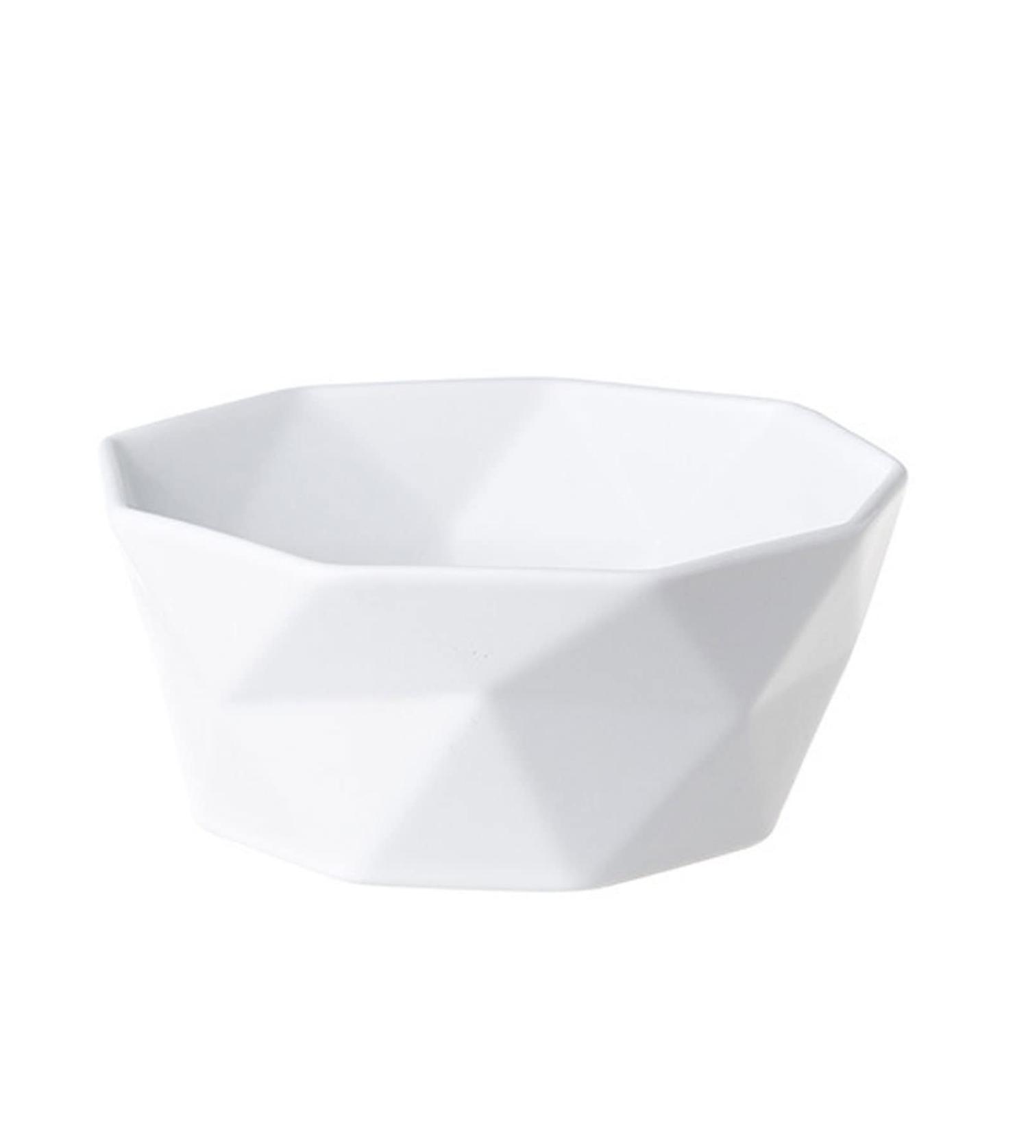 FURLOU Bowl White Rhombus Ceramic Bowl Fruit Salad Bowl Home Dessert Pastry Plate Cooking Dishes Tableware Kitchen Utensils Porcelain Bowls - Buy Online on GoSupps.com