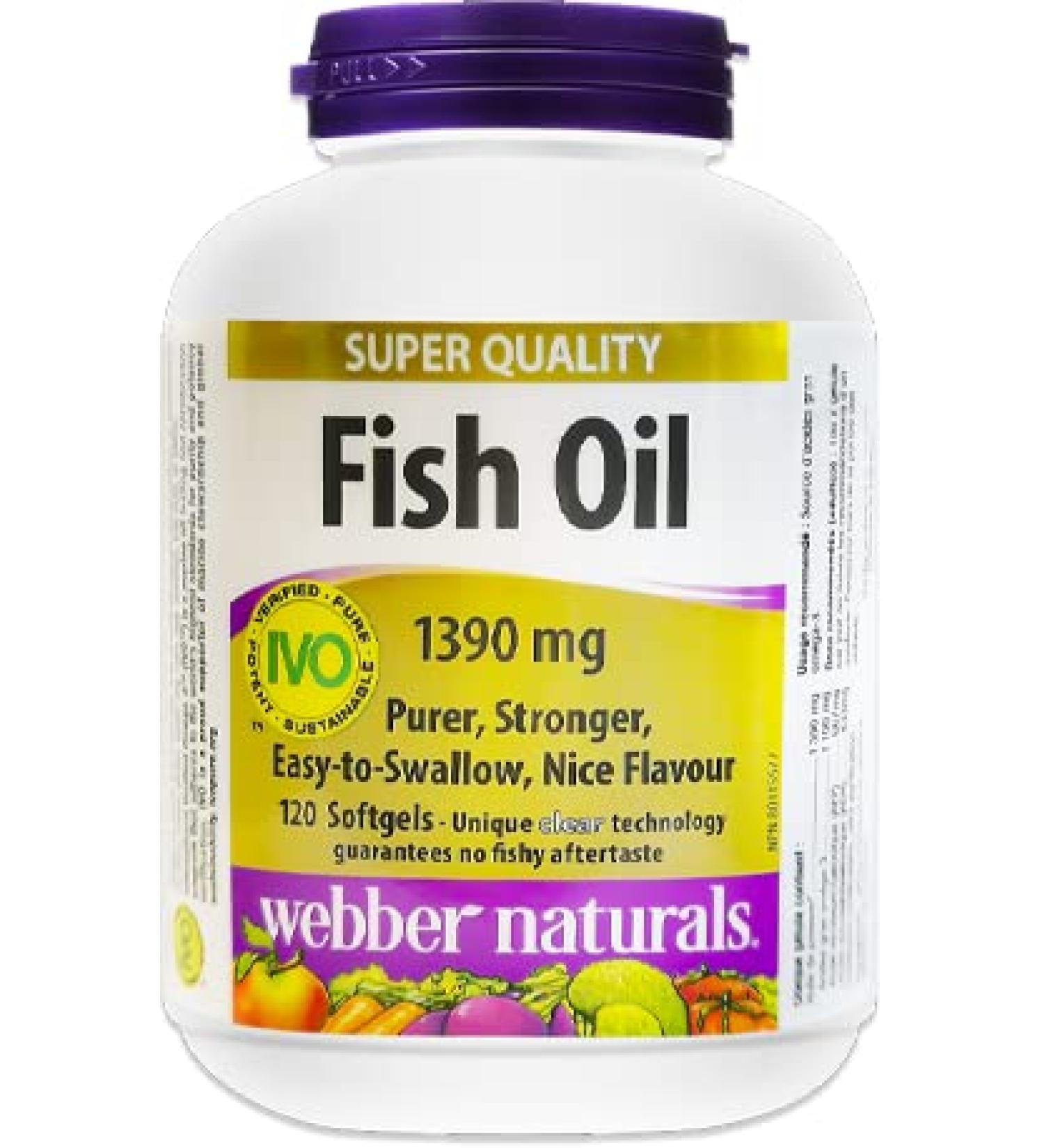 Webber Naturals Super Quality Fish Oil 1390mg High DHA & EPA Omega 3 Concentration. No Fishy Aftertaste - Buy Online on GoSupps.com