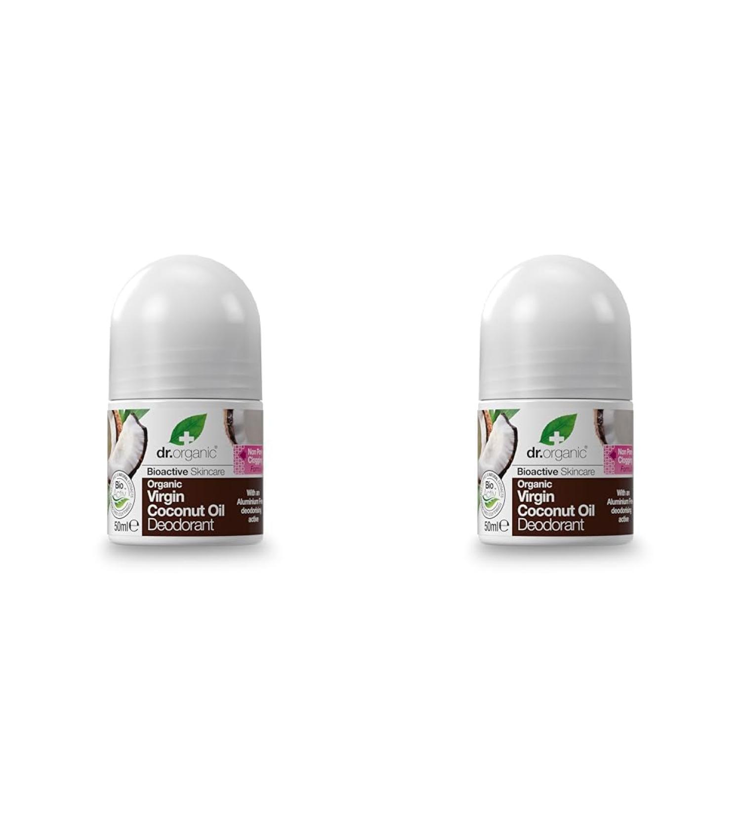 Dr Organic Organic Virgin Coconut Oil Deodorant Natural Vegan Cruelty Free Paraben & SLS Free Aluminium Free For Women & Men 50ml (Pack of 2) Coconut 50 ml (Pack of 2) - Buy Online on GoSupps.com