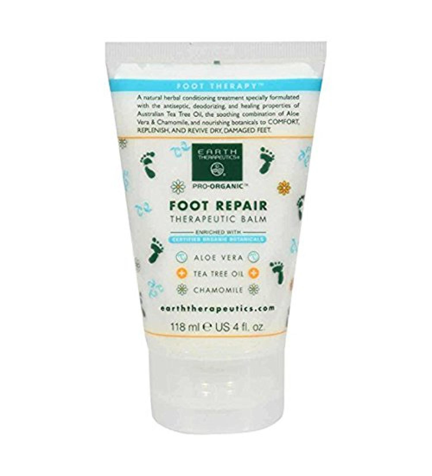 Earth Therapeutics Tea Tree Oil Foot Balm -Australian Tea Tree Oil with Aloe Vera & Chamomile   Hydrates  Softens & Conditions Dry Cracked Feet  Heel % Calluses   Soothe Irritated Skin   4Oz