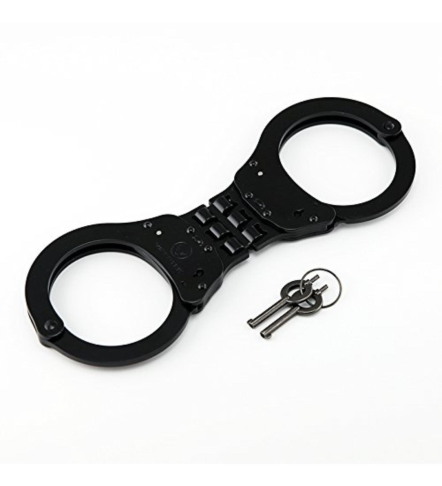 VIPERTEK Heavy Duty Hinged Double Lock Steel Police Edition Handcuffs - Black - Buy Online on GoSupps.com
