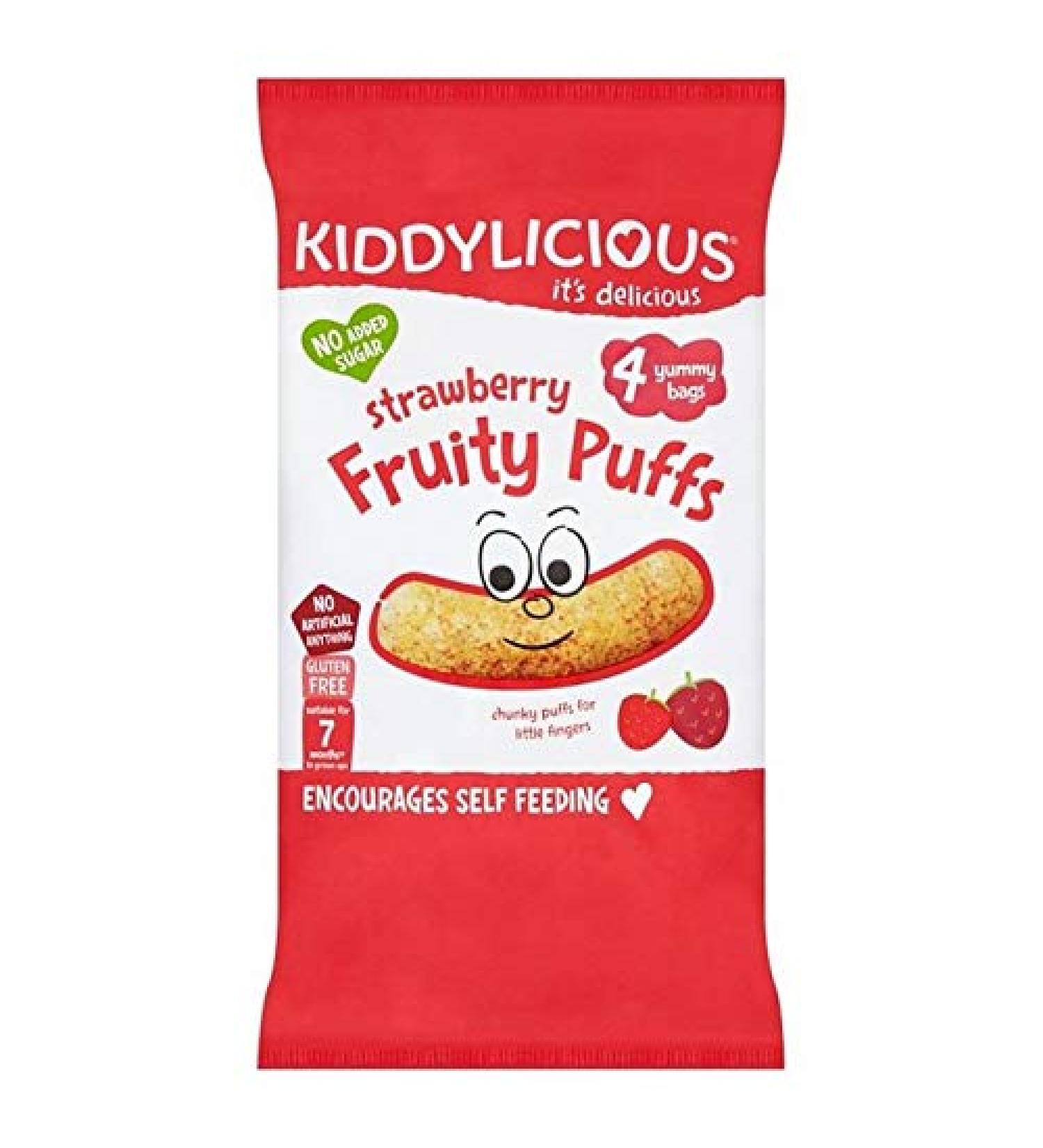 2x Kiddylicious Strawberry Fruity Puffs Multi 4 x 10g