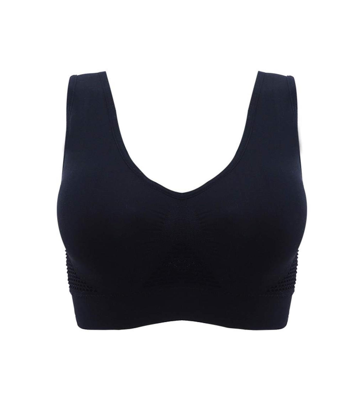 Longtuohai Women s Seamless Push-Up Sports Bra | V-Neck Padded Bralette for Yoga & Fitness | Soft Sleep BH in Black - 4XL - Buy Online on GoSupps.com